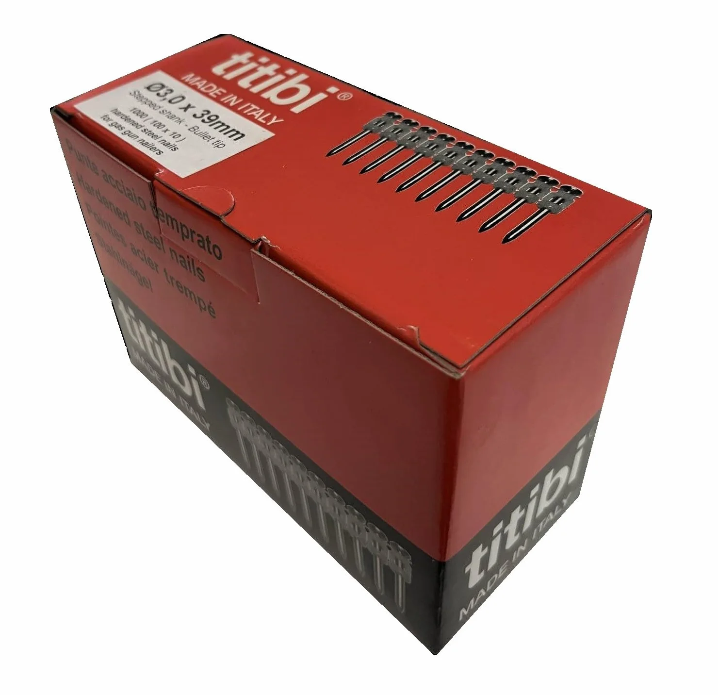 Nr 1000 GWOŹNIKI TITIBI Ø3,0 X 39 mm, 100% KOMPATYBILNE Z GAZOWYM GWOŹNIKIEM HILTI : GX 3, GX 100, GX 120, GX 120-E (Ø 3,0 X 39)