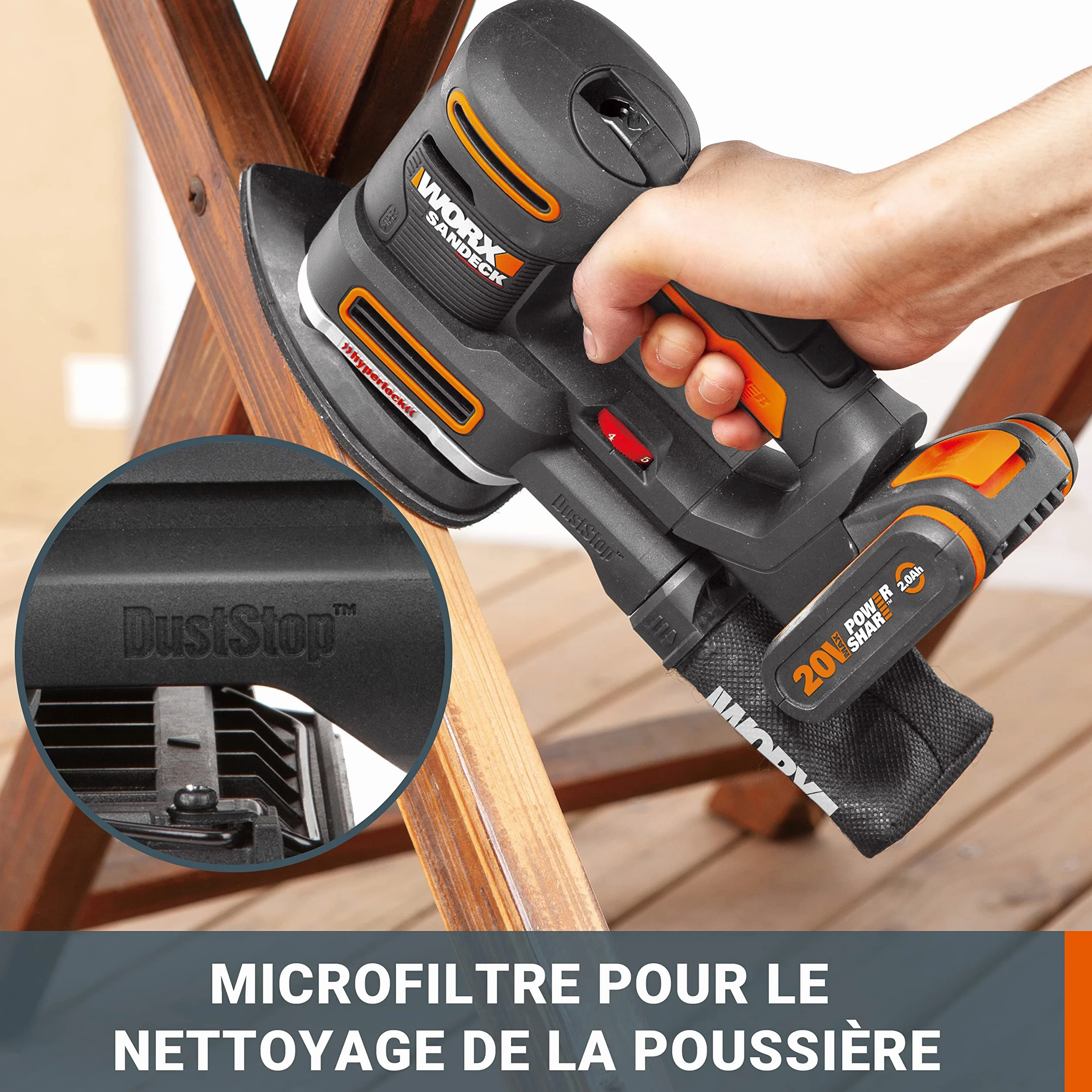 WORX WX820.9 Szlifierka Wielofunkcyjna bez Akumulatora i Ładowarki, 20 V, Czarny