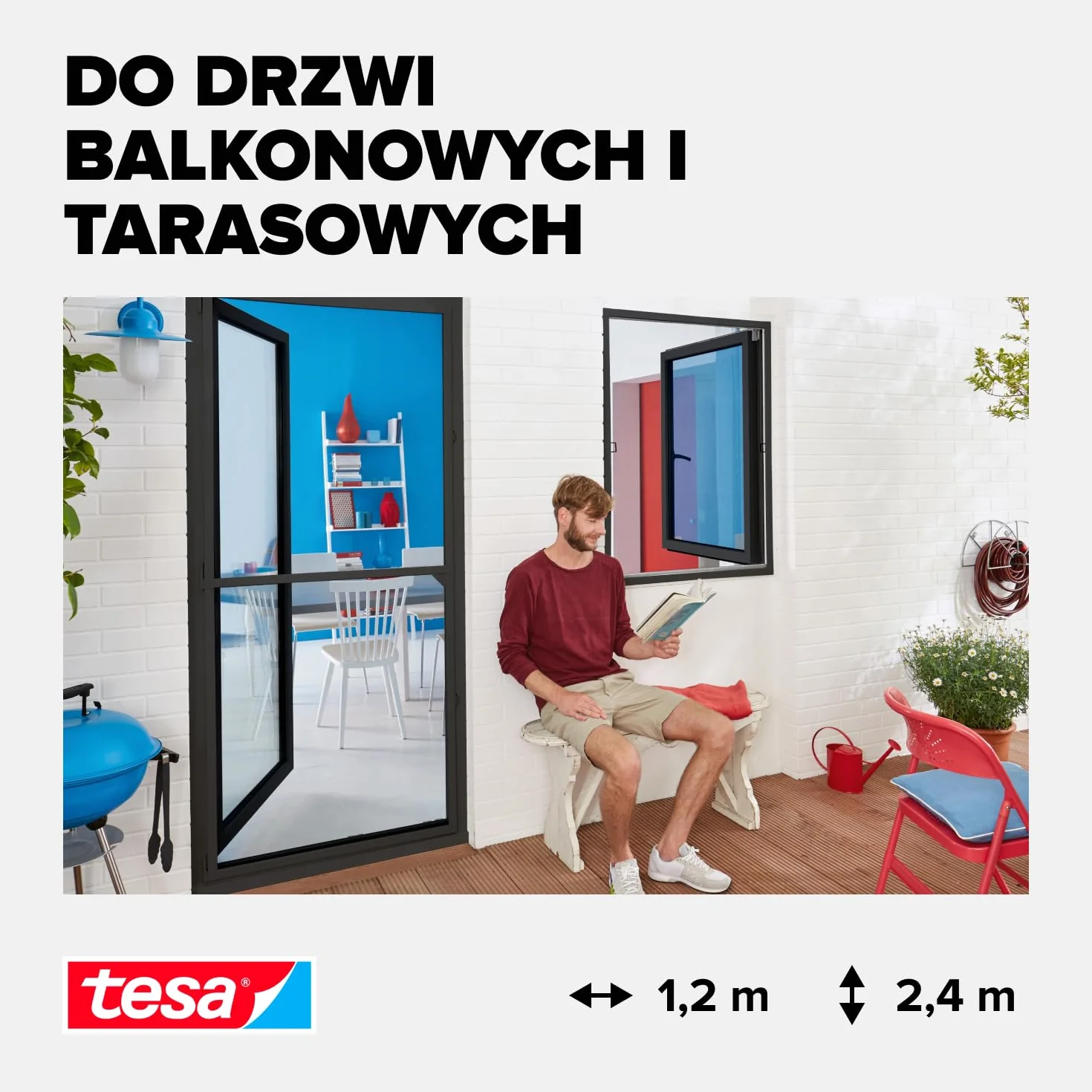 Tesa 55197-00003-00 Moskitera, Antracyt, 1,2m x 2,4m