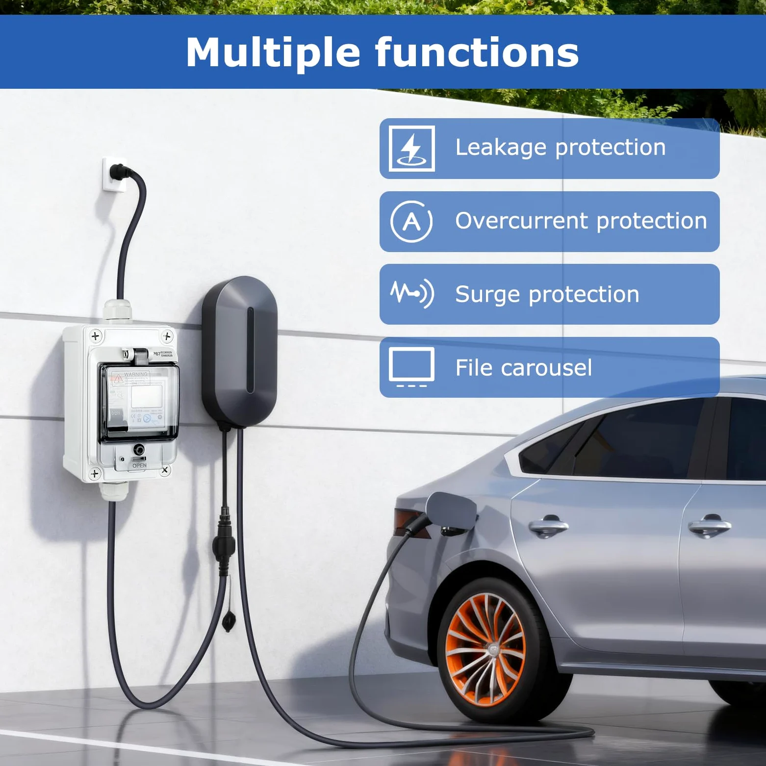 3-fazowy 16 A 230 V mobilny cyfrowy licznik prądu z wtyczką/złączką | CEE, mobilny cyfrowy licznik prądu z wyłącznikiem ochronnym, wtyczka Schuko IP67, przemysłowy licznik prądu LED