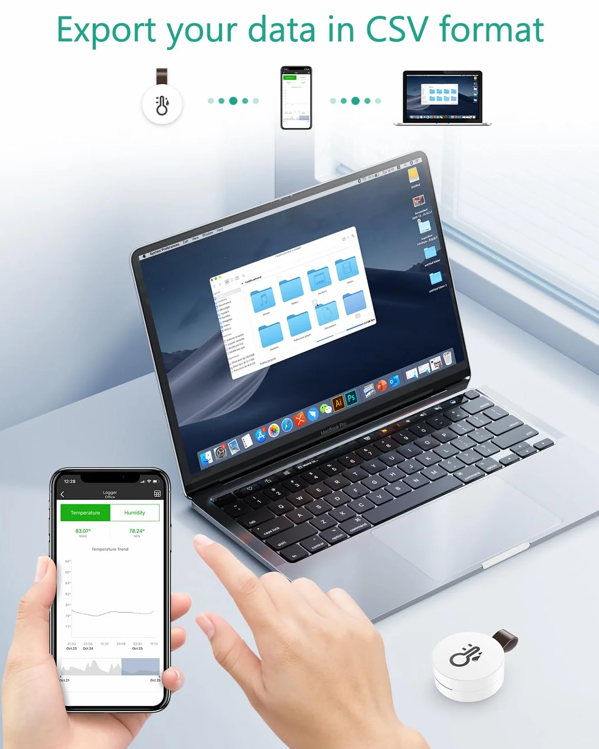 ORIA Termometr Bluetooth Higrometr Czujnik Temperatury Aplikacja iOS Android