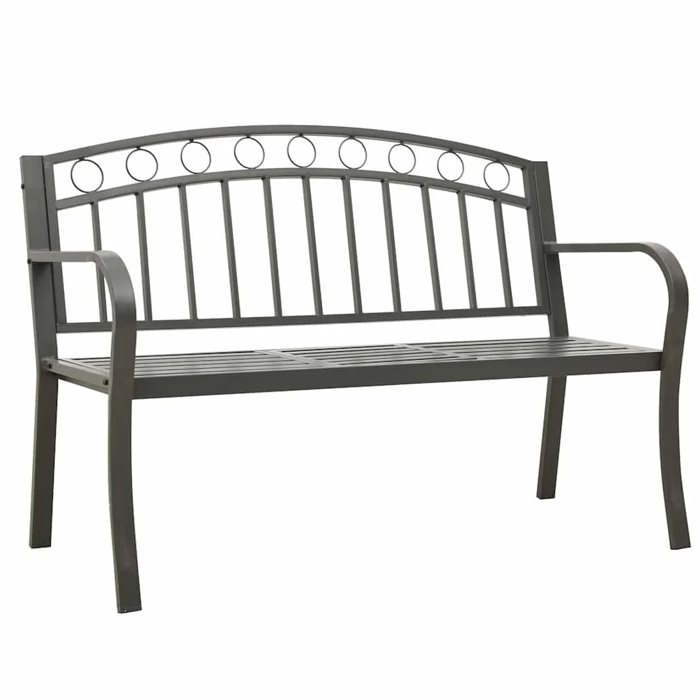 Ławka ogrodowa ze stolikiem stalowa szara 120 cm