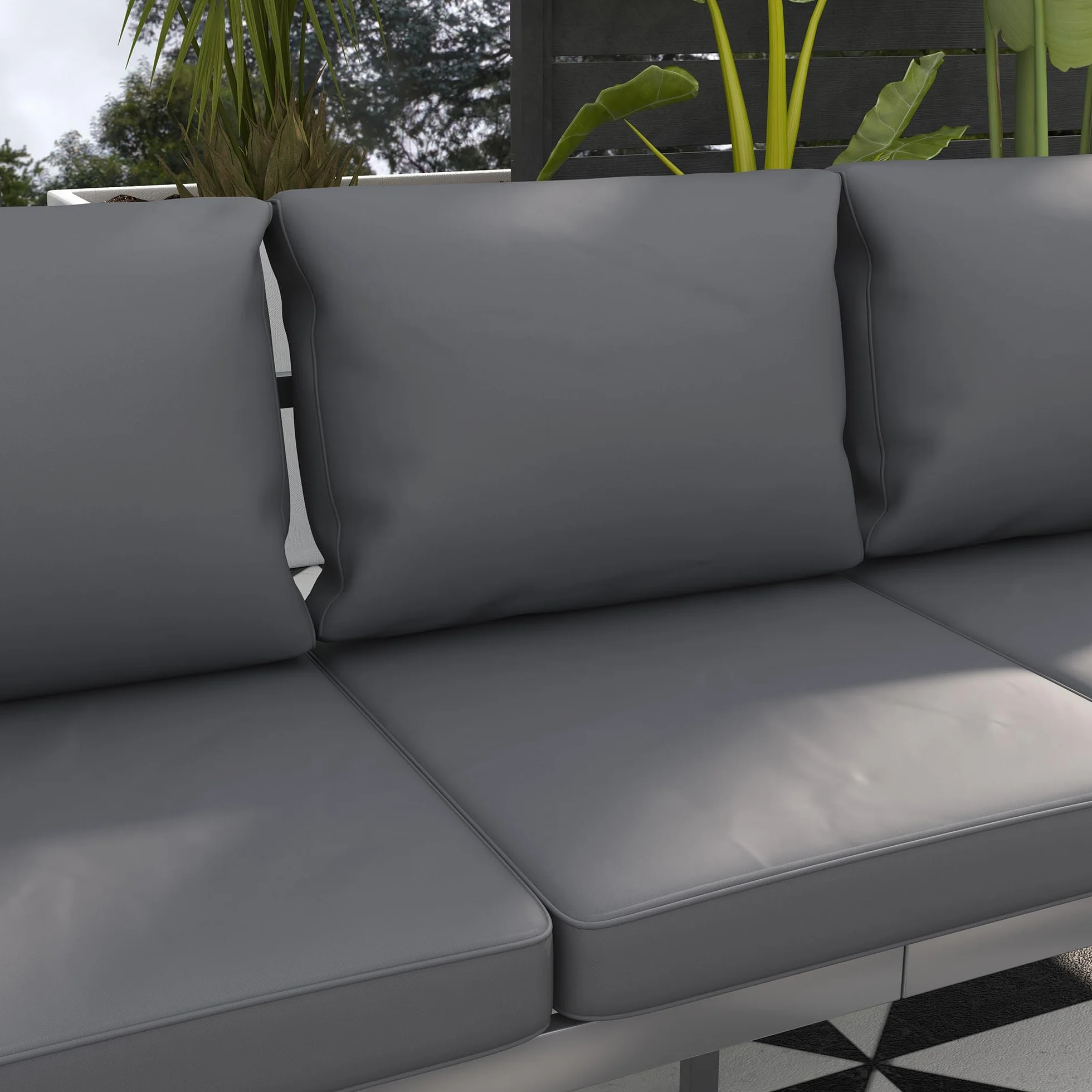 Outsunny 3-osobowa sofa ogrodowa aluminiowa sofa zewnętrzna meble ogrodowe z poduszkami do siedzenia i oparciem - 185L x 66 l x 64H cm