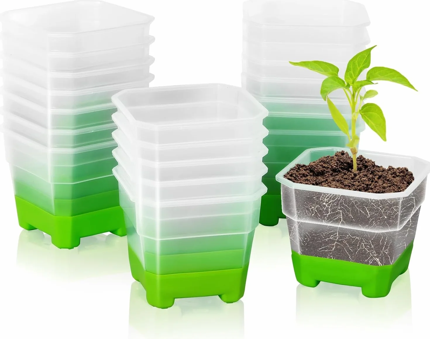 Doniczki do uprawy roślin 10 cm przezroczyste plastikowe wielokrotnego użytku 20 sztuk
