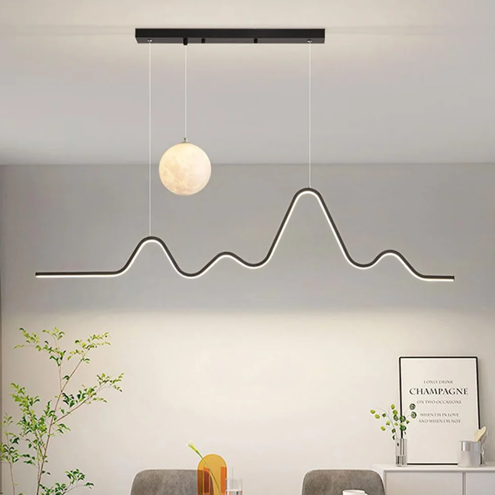 Nordic Lampa wisząca LED Liniowy żyrandol Oprawa aluminiowa Oświetlenie 3000-6000 K Lampa wisząca Kreatywny wystrój domu Możliwość przyciemniania Nowoczesne oświetlenie wewnętrzne