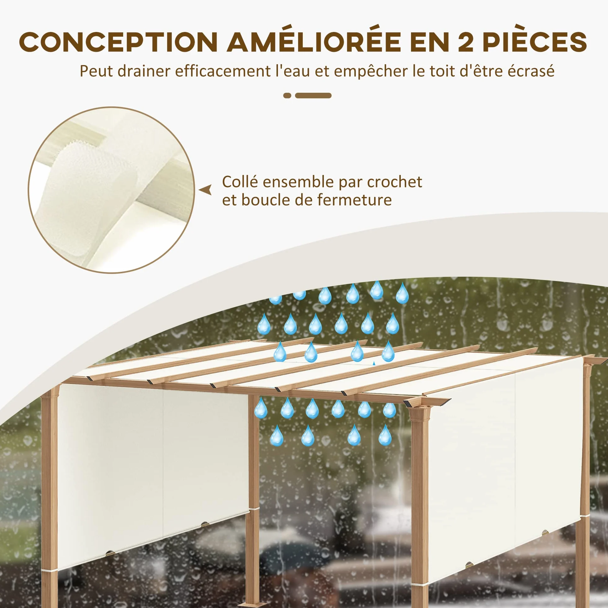 Outsunny 5 x 2,4 m pergola tkanina poliestrowa beżowa