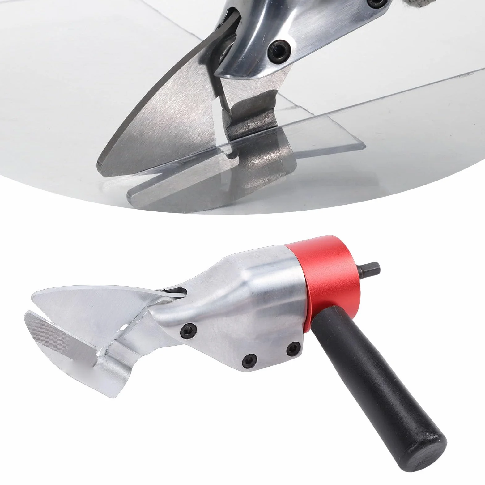 Fafeicy Przystawka do Wiercenia ścinającego do Metalu z Uchwytem Obrotowym 360 Stopni, Narzędzie Tnące ze Stali CRV do pokryć Dachowych z Blachy żelaznej i Aluminiowej Oraz Projektów DIY