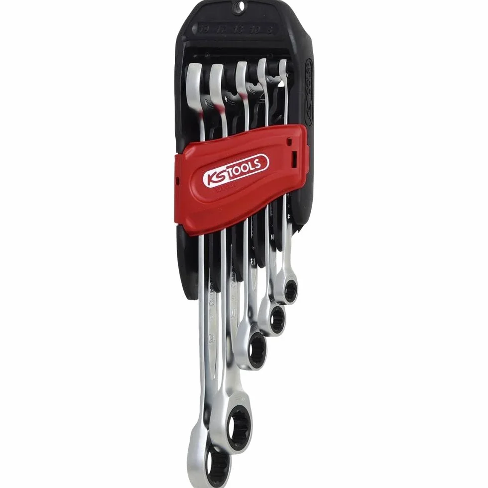 KS Tools 503.5205 DUO GEARplus Zestaw kluczy płasko-oczkowych z dwustronną funkcją grzechotki, 5-szt