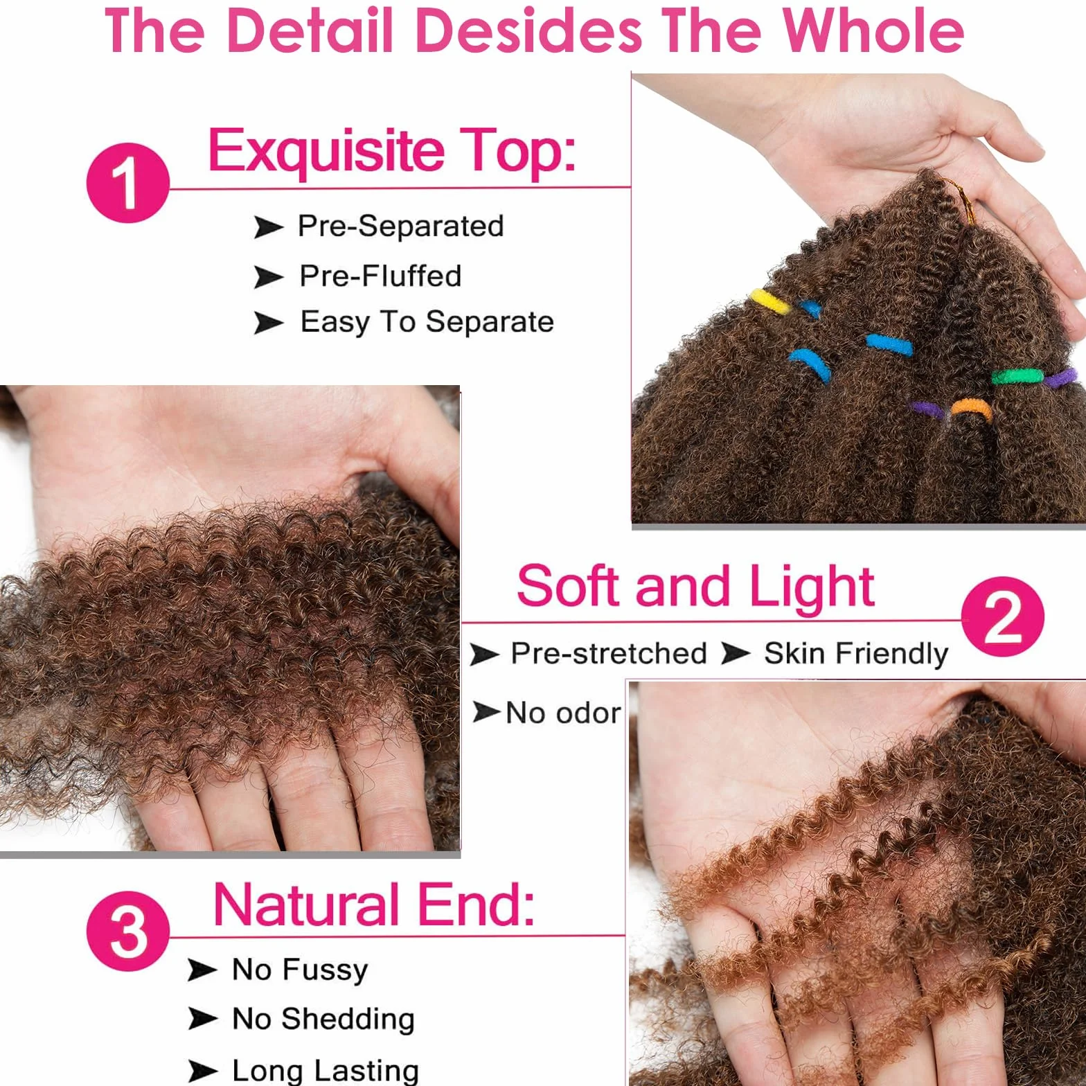 11" Afro Kinky Curly Braids Syntetyczne włosy Marley Braid Jerry Curls Hak Przedłużanie włosów Splot 3 paczki mieszane czarne auburn light