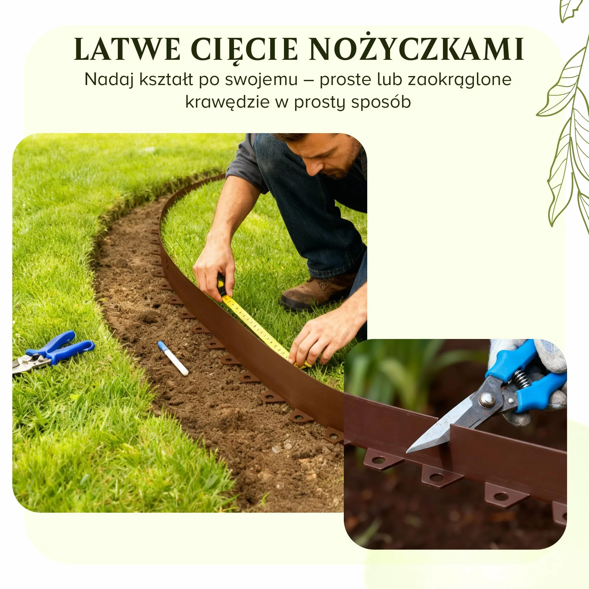 Elastyczne obrzeże trawnika 10 m 8 cm brązowe tworzywo sztuczne odporne na warunki atmosferyczne