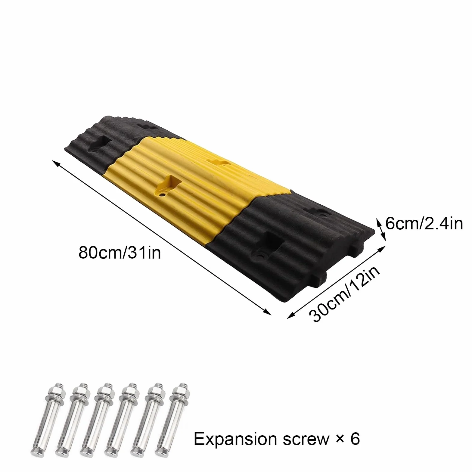 WXXZCE 80cm Gumowe Progi Zwalniające do Dróg, Wytrzymały Próg Zwalniający do Podjazdu, Wysokość 6cm, Możliwość Łączenia, Maksymalne Obciążenie 40ton, do Garaży, Dróg Żwirowych, Asfaltu i Betonu