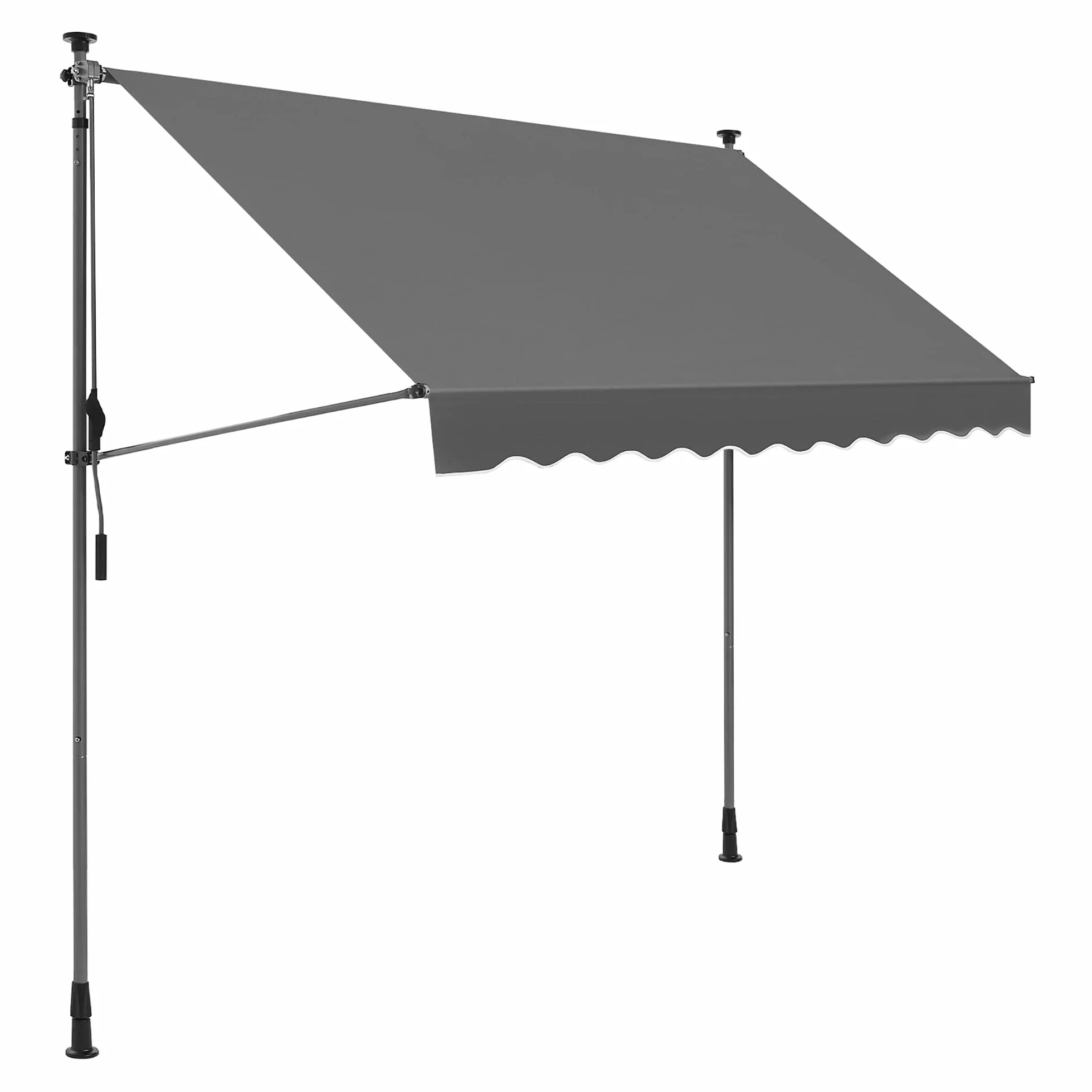SONGMICS Markiza zaciskowa, 250 x 130 cm, markiza balkonowa z regulacją wysokości, z korbą ręczną, ochrona przed słońcem, na balkon, taras, do ogrodu, antracytowa GSA253G02