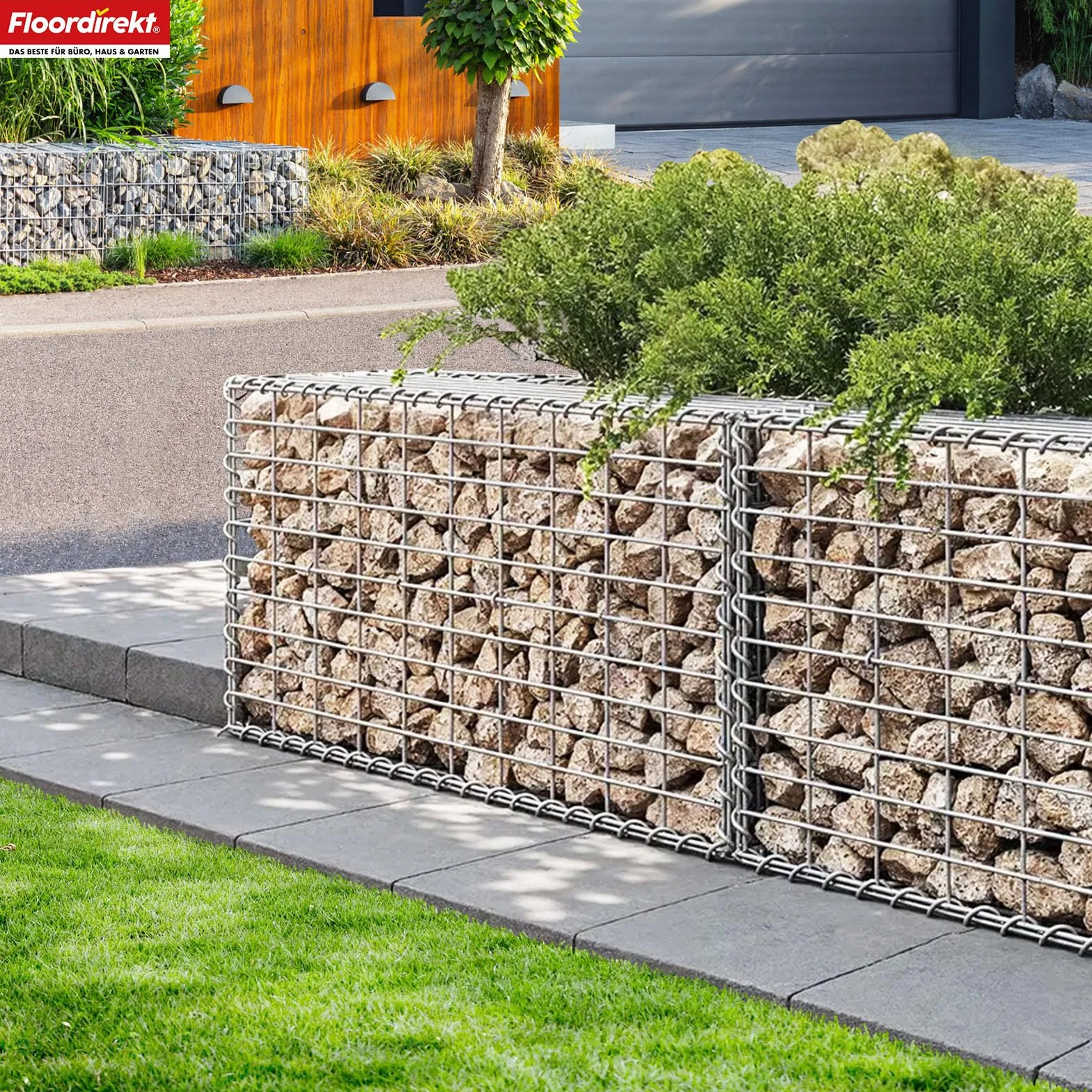 Floordirekt Gabiona, metalowy kosz na kamienie, 100x30x30 cm, ocynkowany kosz z drutem o rozmiarze oczek 5 x 10 cm, kamienny mur jako płot ogrodowy, siatka gabionowa jako osłona przeciwsłoneczna