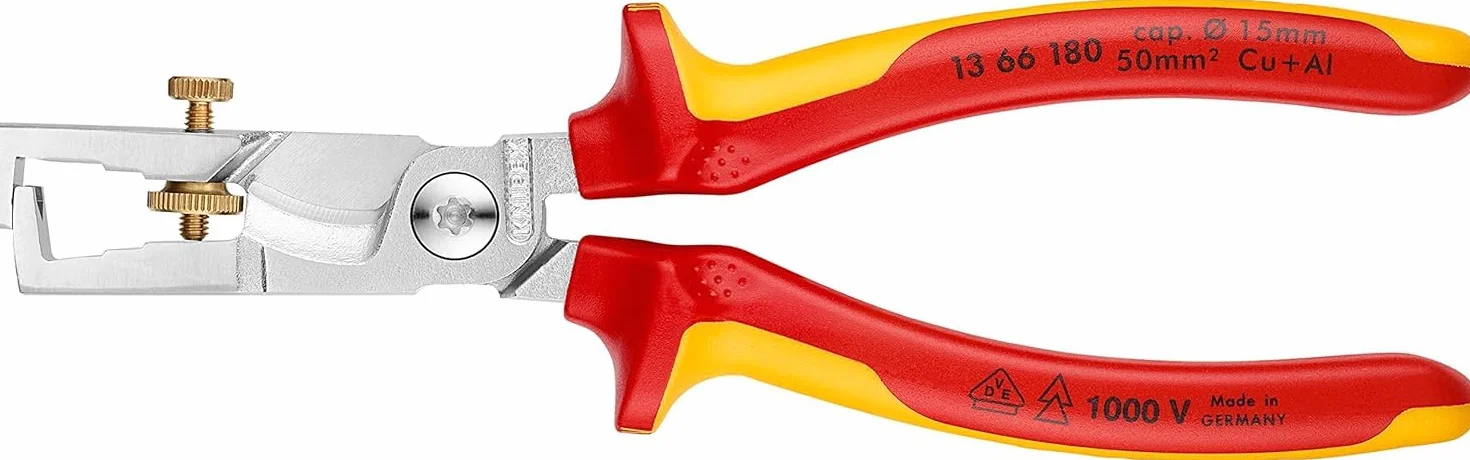 KNIPEX StriX Szczypce do ściągania izolacji z obcinakiem do kabli chromowany z wielokomponentowymi osłonkami, izolowane wg VDE 180 mm, 13 66 180