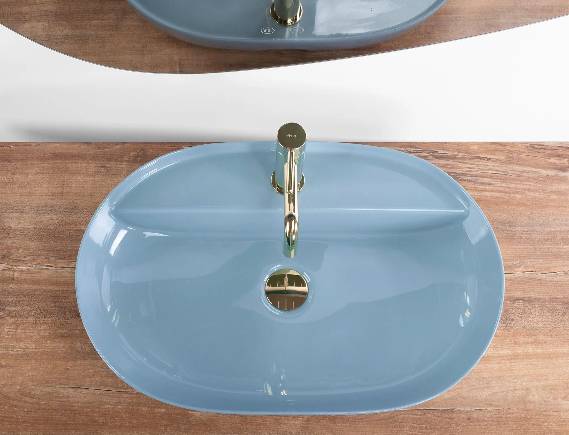Rea, Ceramiczna Umywalka Nablatowa Aura 61, Niebieska, 61 X 41 X 13 Cm
