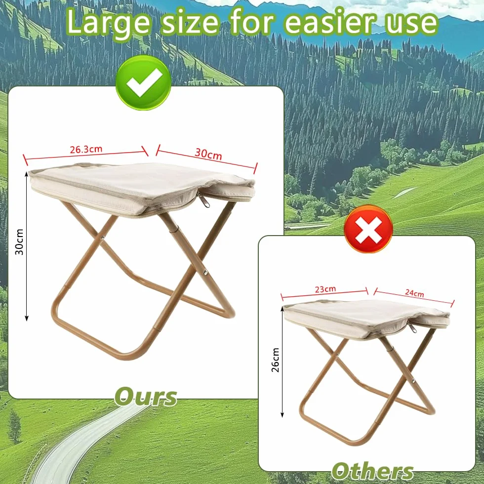 Składany stołek kempingowy 30 cm aluminiowy textilene lekki taboret podróżny