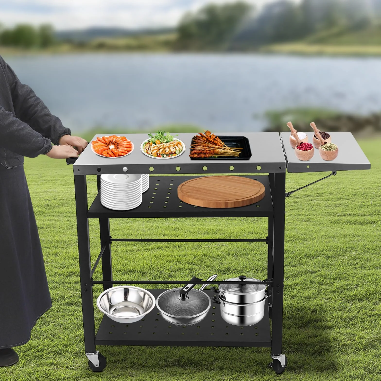 Stół do grillowania przenośny składany blat roboczy