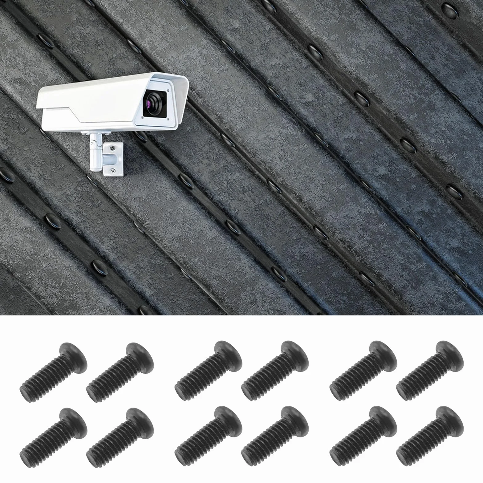 EMSea Śruby mocujące krzyżowe z okrągłym łbem M4 x 10 mm, czarna śruba mocująca krzyżowa z zębami maszynowymi do dzwonków wideo, urządzeń przemysłowych, instalacji ściennych