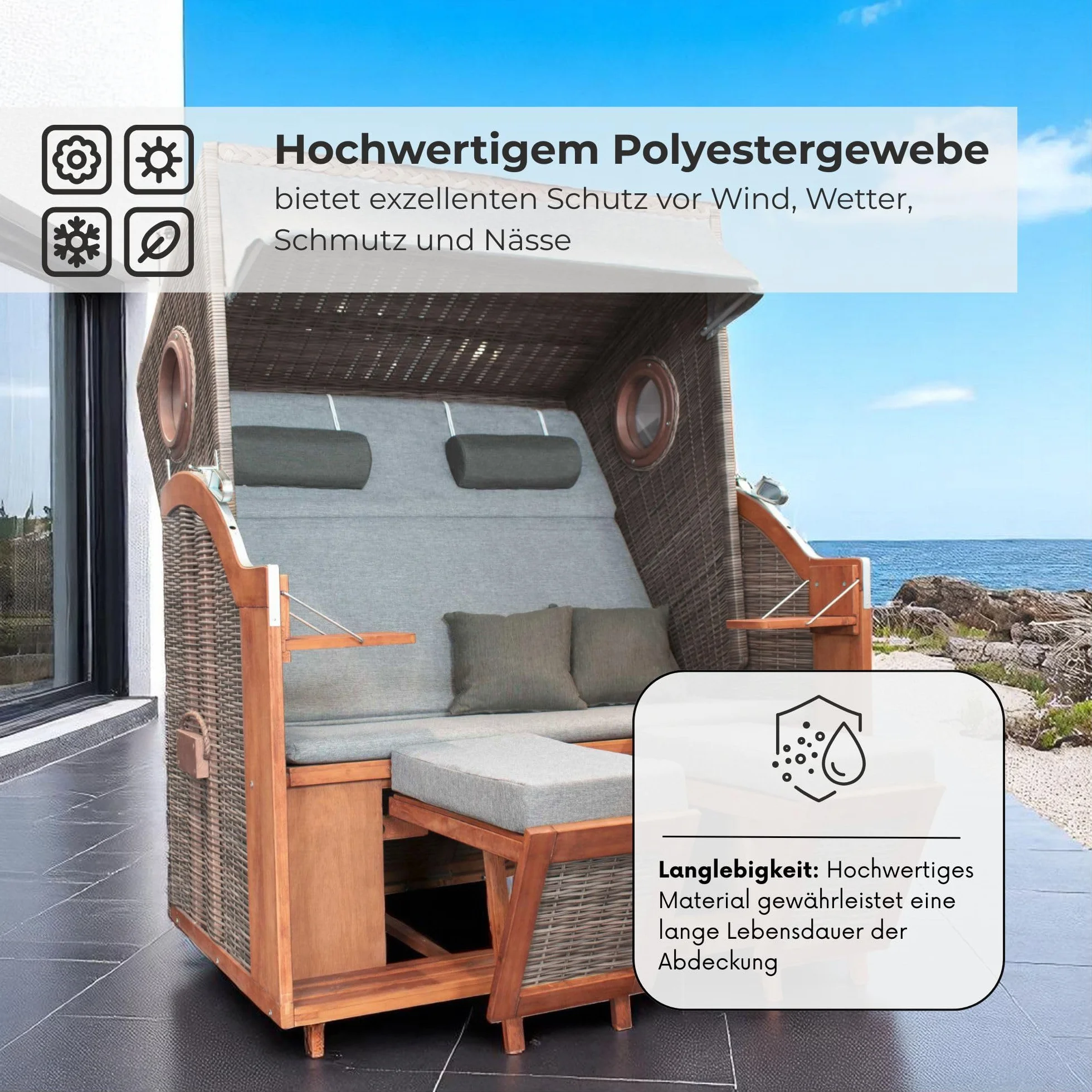 Osoltus, pokrowiec ochronny na kosz plażowy, 2-osobowy, szerokość 130 cm, zielony