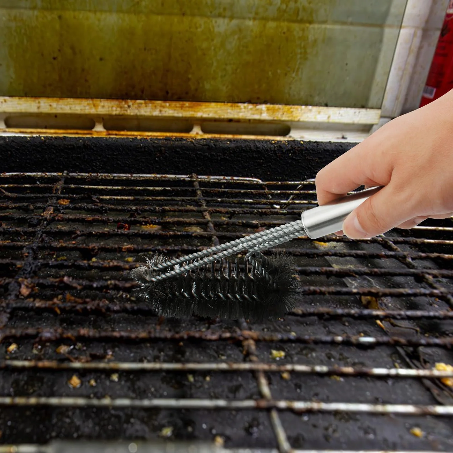 Szczotki do grilla ze stali nierdzewnej 2 sztuki z uchwytem
