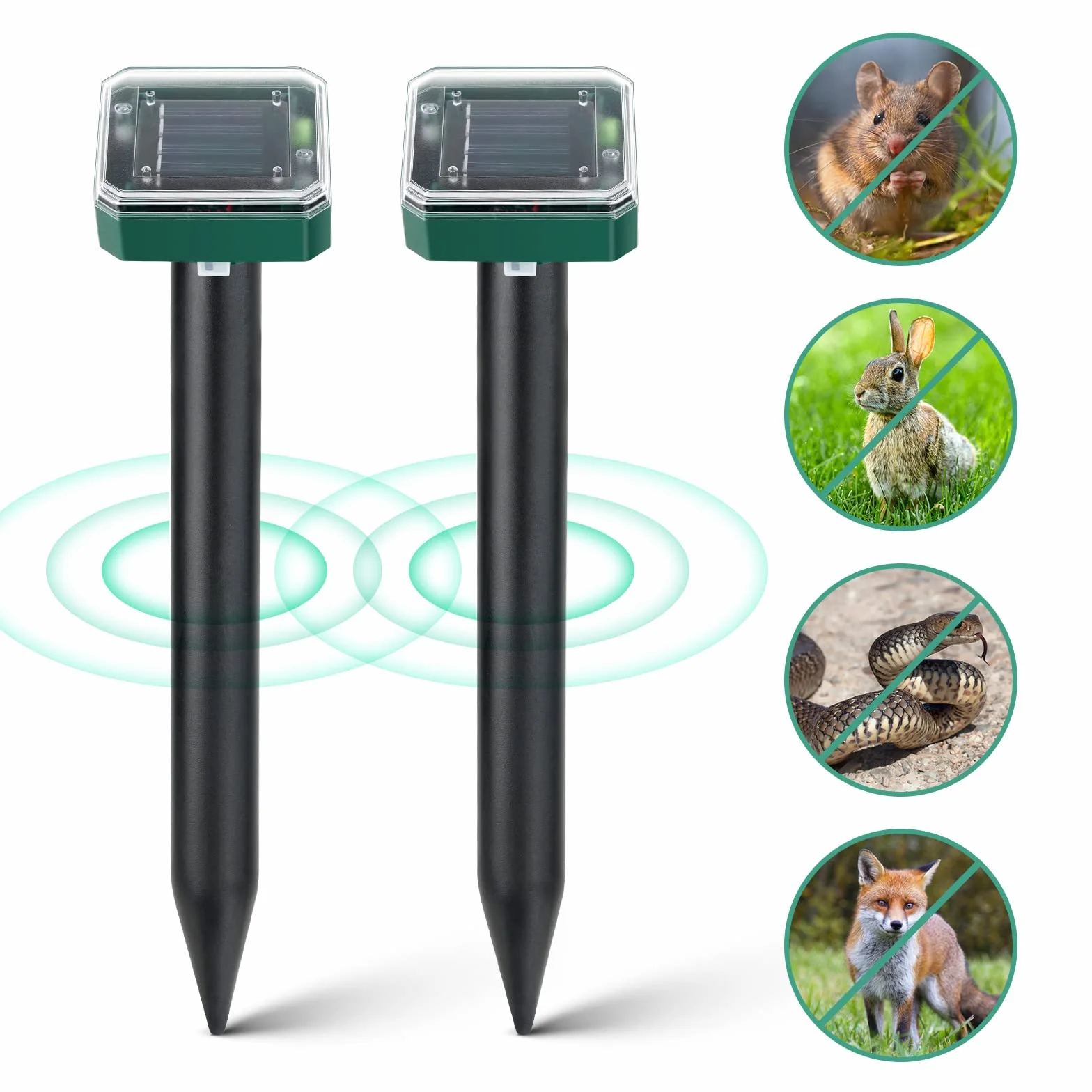 Flintronic 2 szt. Szarobrązowy odstraszacz światła słonecznego, ultradźwiękowy odstraszacz moli słonecznych, IP65, wodoodporny odstraszacz światła słonecznego, ultradźwiękowy odstraszacz węża,