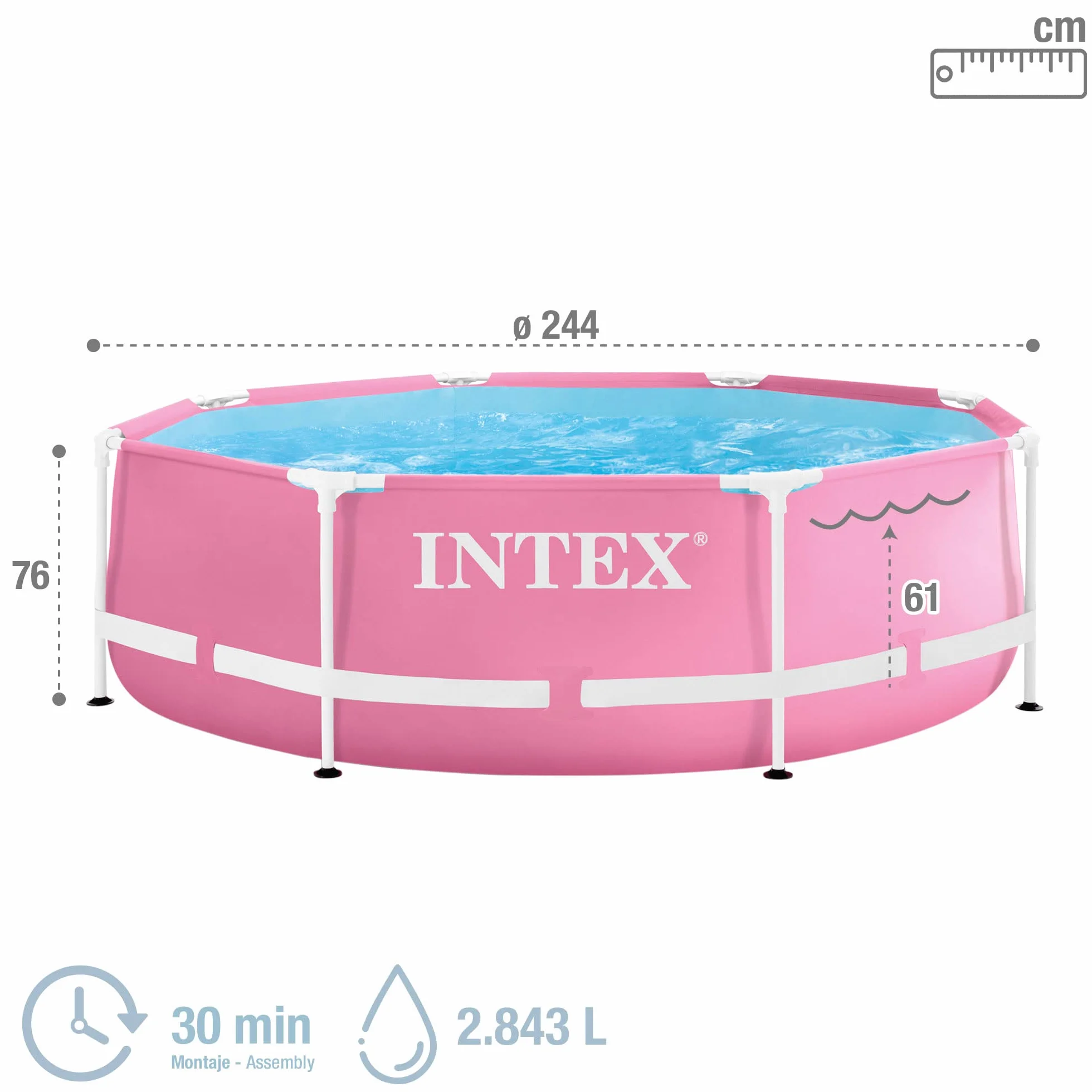 Intex Metal Frame Basen 244 x 76 cm Różowy