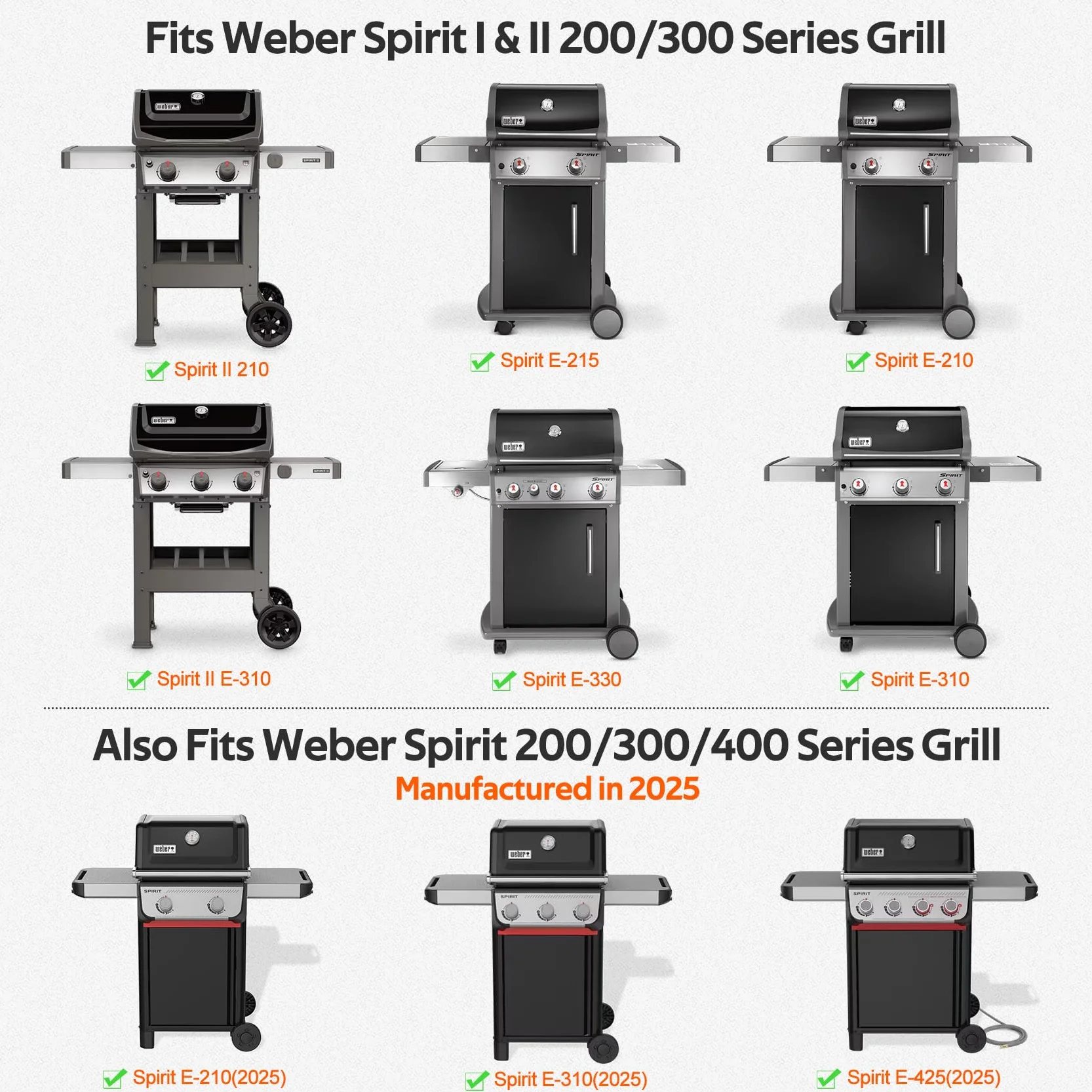 Onlyfire Żeliwny Ruszt do Grilla, Nieprzywierający, Płaski Ruszt do Grilli Gazowych Weber Spirit i Spirit II Serii 200/300, Patelnia Żeliwna, Patelnia Grillowa, 43 x 29 cm