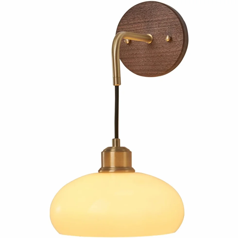 Mosiężna lampa ścienna z litego drewna w paski szklany klosz Lampka nocna Kinkiety Oświetlenie Ścienne Nowoczesna lampa ścienna E27 Oświetlenie wewnętrzne do salonu Restauracja