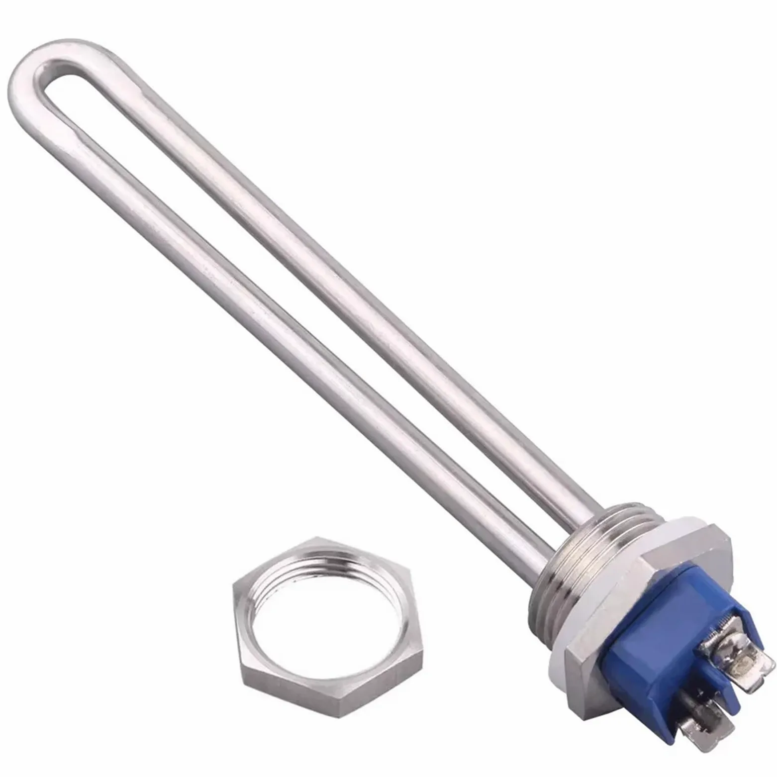 1-calowy wkręcany grzejnik NPT Ogrzewanie zanurzeniowe ze stali nierdzewnej 304 | 12V 24V 120V 150W 300W 600W 1KW 2KW Elektryczny podgrzewacz wody Część z gwintem DN25(With locknut,24V 600w)