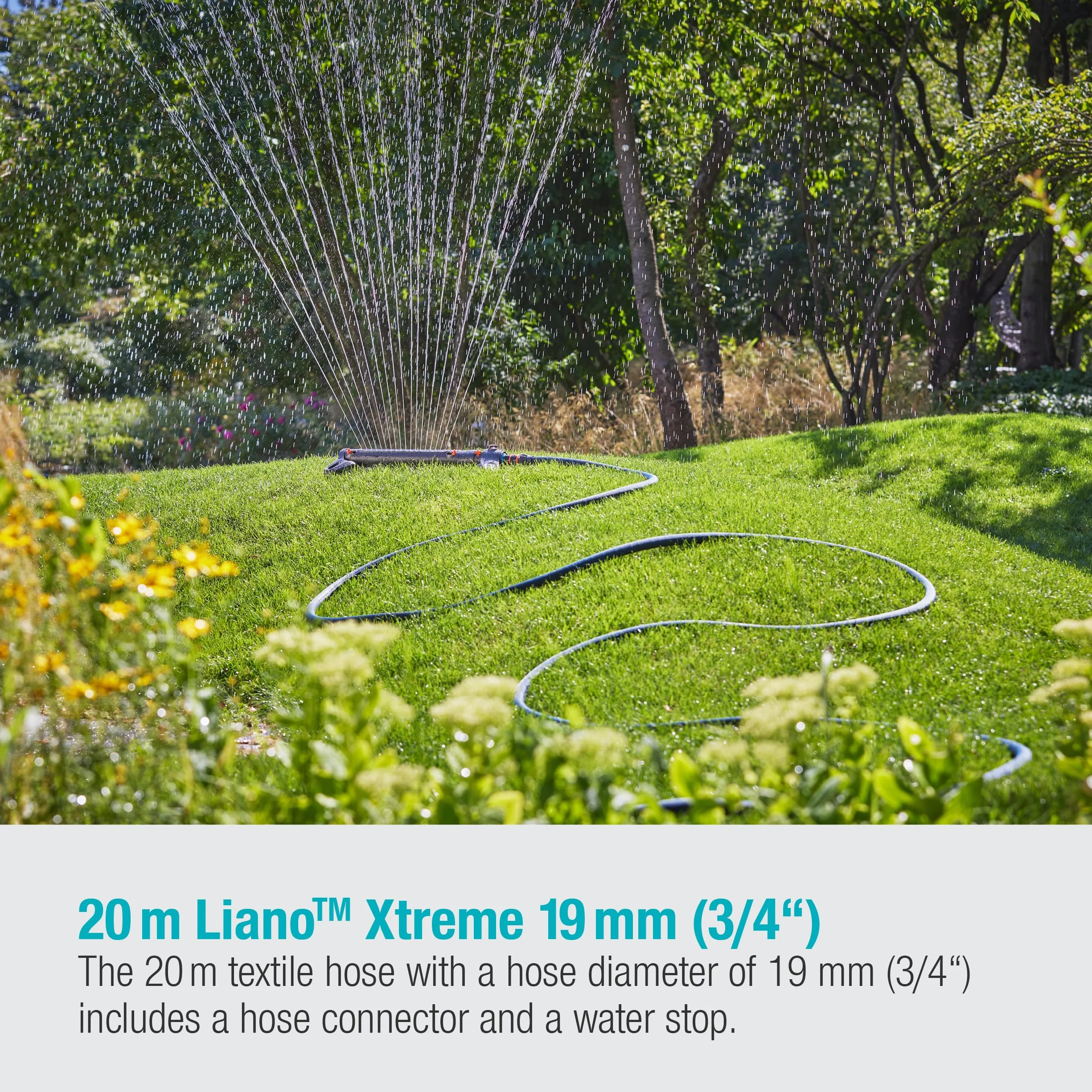 Gardena Liano Xtreme, 3/4 cala, zestaw 20 m: Wytrzymały wąż ogrodowy z materiału, do wew. kurków do wody, z wężem wewnętrznym PVC, niewielki ciężar, odporność na czynniki atmosferyczne (18480-20)