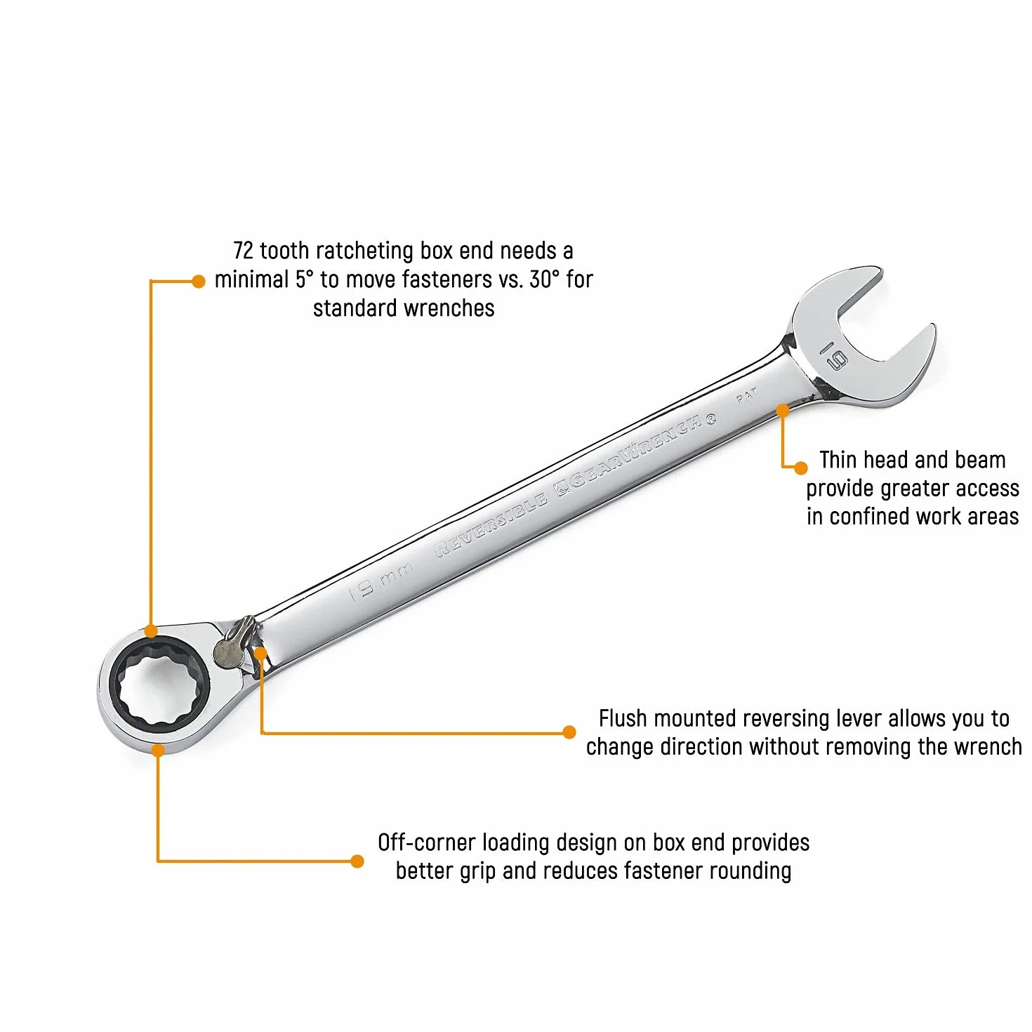 GearWrench 8 szt. 12-częściowy zestaw kluczy płasko-oczkowych z grzechotką, metryczne - 9543