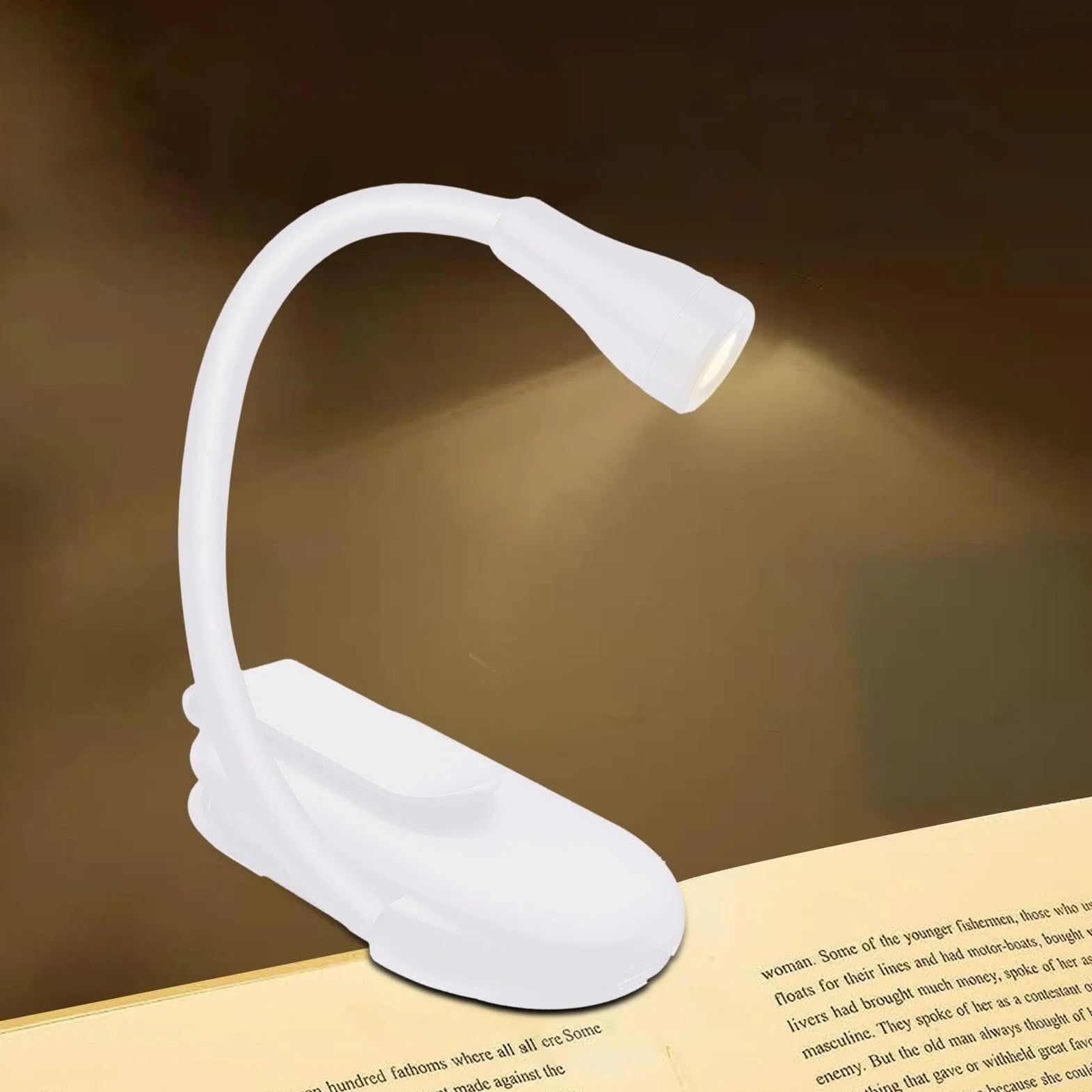 Przenośna lampka do czytania | Lampka do czytania z klipsem | Ładowanie lampy do czytania | Regulowana lampka do czytania, przenośna lampa biurkowa, podróżna lampka do czytania, elastyczna
