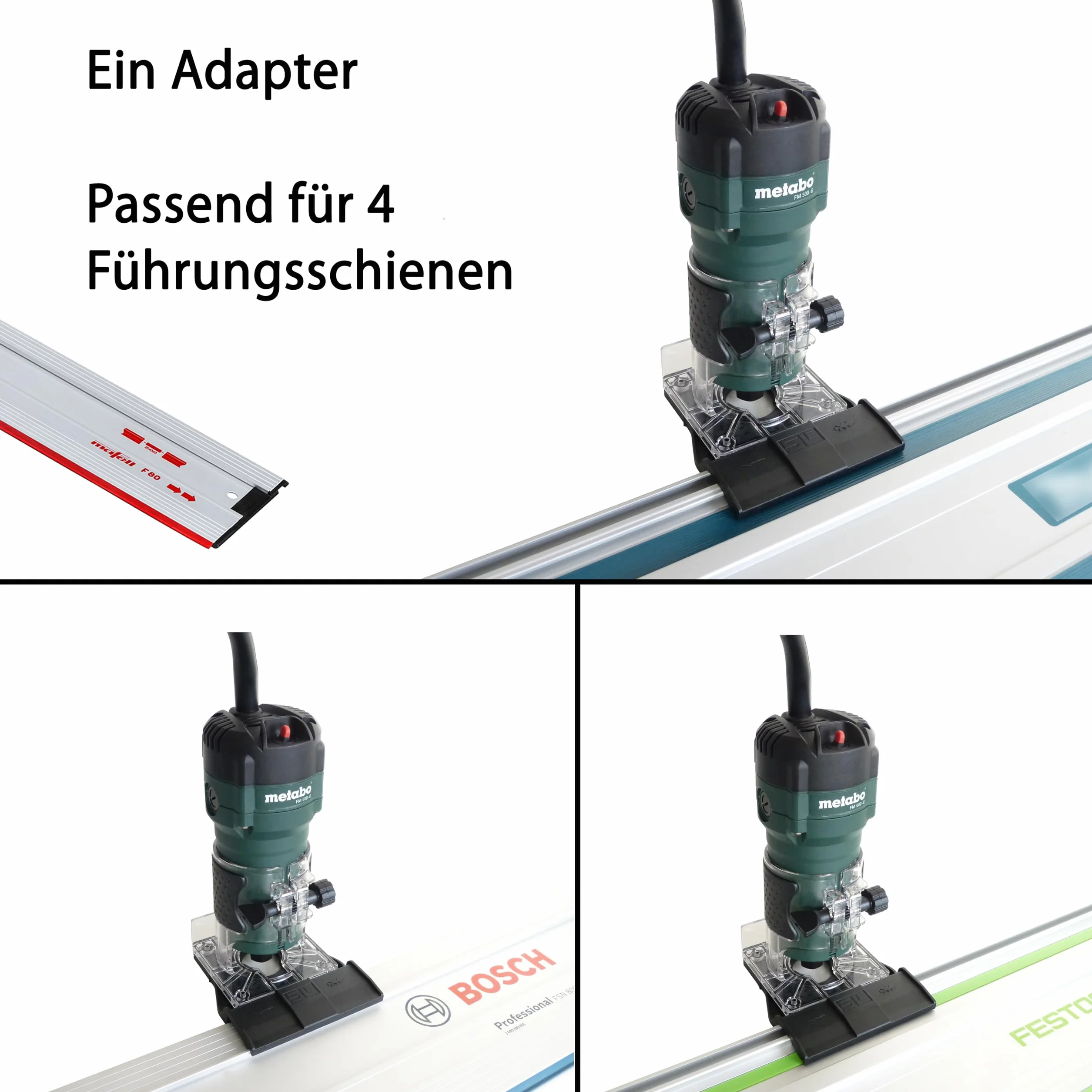 SLE profesjonalny adapter szyny prowadzącej do Metabo FM 500-6/FMV 18 LTX BL 8 frezarka górnowrzecionowa/frezarka krawędziowa do Makita/Bosch/Festool/Mafell prowadnica adapter