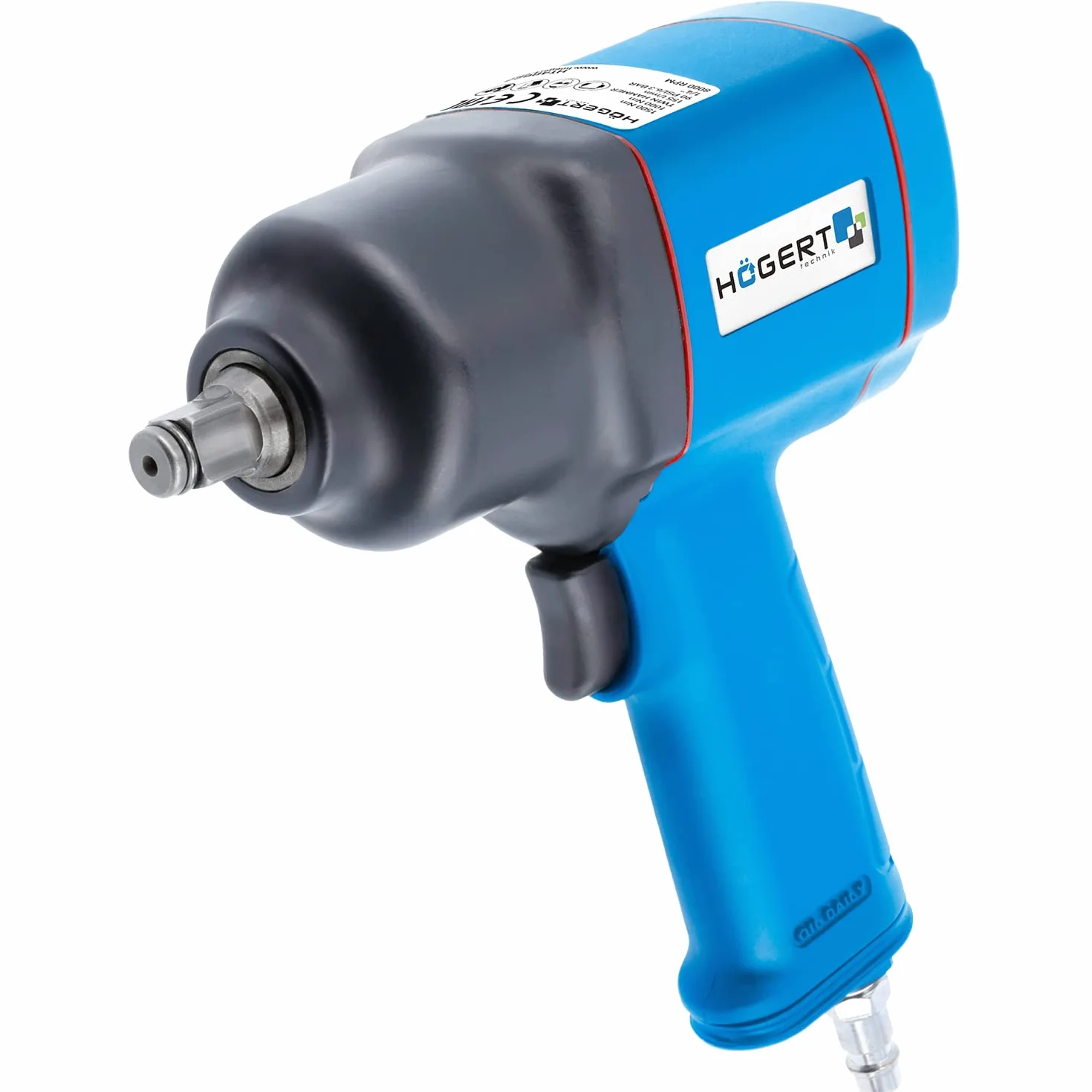 Högert Technik - Pneumatyczna wkrętarka udarowa 1/2" I mechanizm udarowy - Twin Hammer I zakres mocy do 1500 Nm I 3 zakresy pracy I przełącznik kierunku obrotu w lewo/prawo I HT4R623