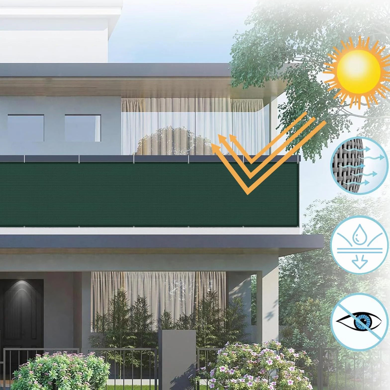AXT SHADE Osłona Balkonowa 80x400cm HDPE ochrona UV do balustrad ciemnozielony