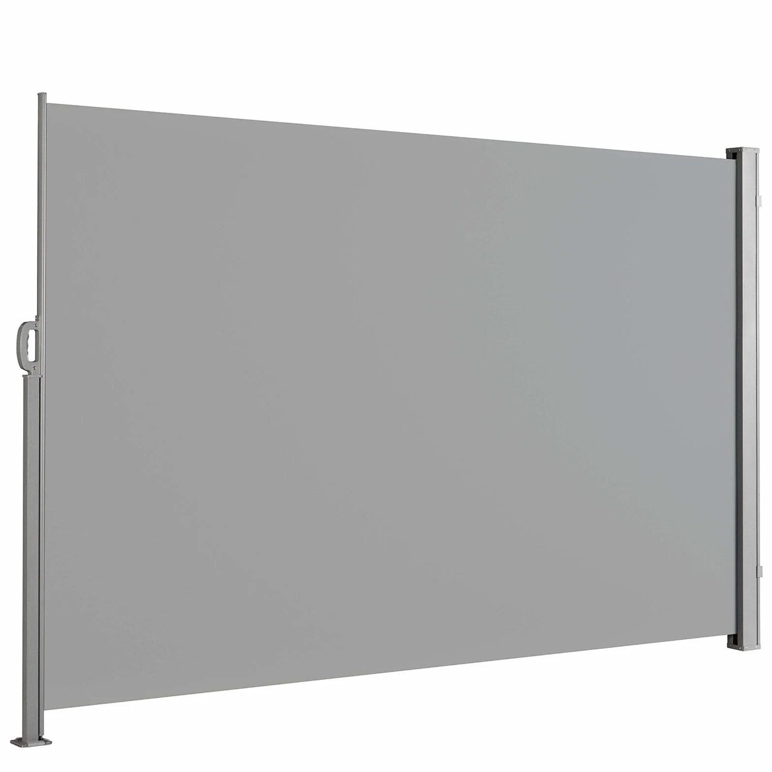 Floordirekt Markiza boczna z aluminium, 200 x 300 cm, jasnoszara – wysuwana ochrona przed wzrokiem i słońcem na balkon i taras, poliester 280 g/m² (PU), ochrona UV UPF50+, z uchwytem podłogowym