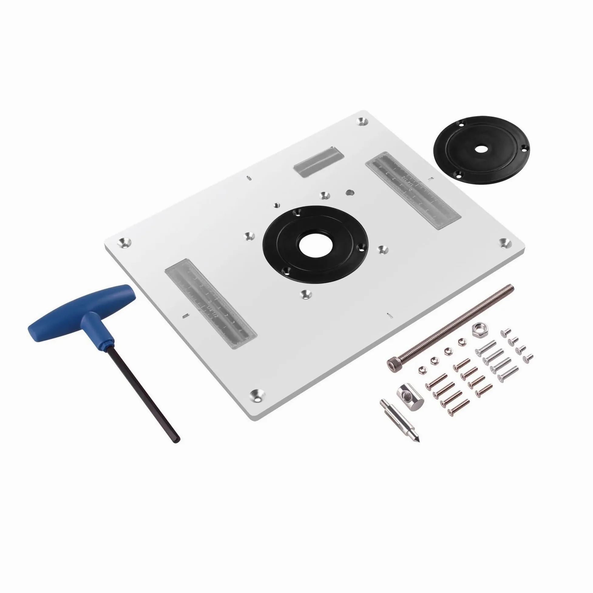 Uniwersalna Wielofunkcyjna Elektryczna Frezarka Do Drewna Przycinania Flip Plate Prowadnica Stołu Router Wkładka Płytka Obróbki Precyzja, Odporność Na ZużYcie(Black)
