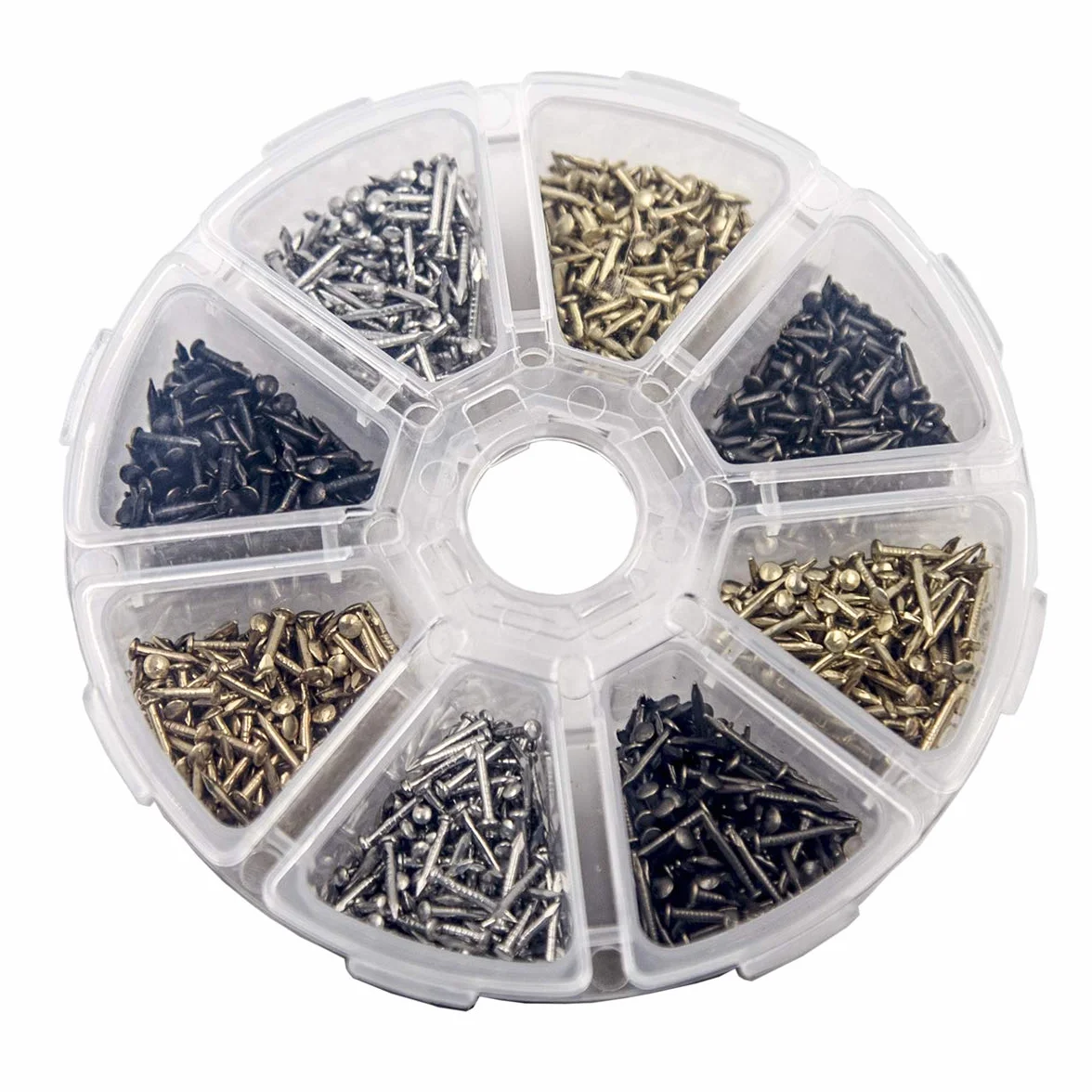 Newlng Małe Gwoździe do Obróbki Drewna - Antyczne DIY Dekoracyjne Pudełko Akcesoria Mini Gwoździe Złote Srebrne Brąz 1x6mm 1x8mm 1x10mm 1600 Szt
