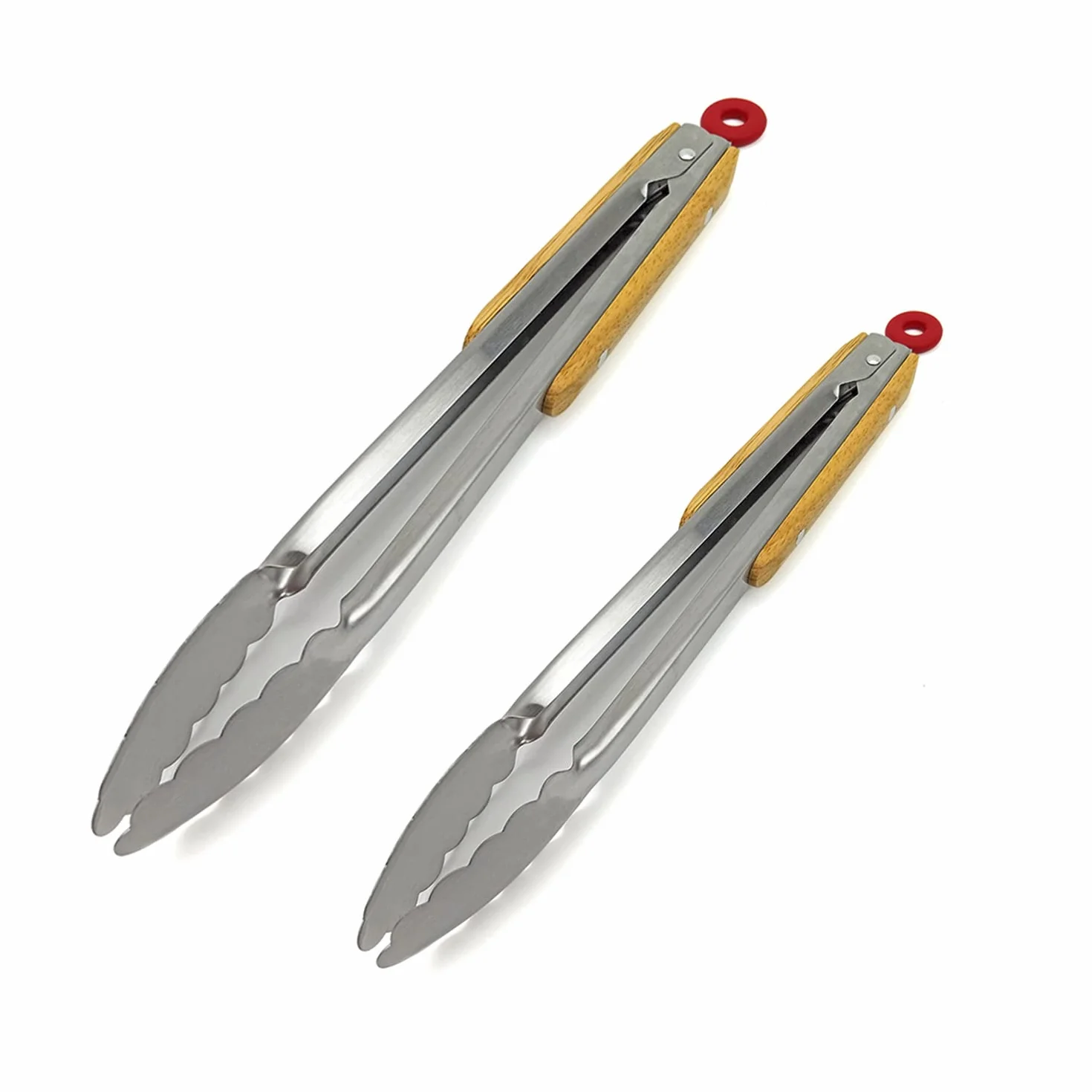 Stal nierdzewna szczypce kuchenne do grilla 2 sztuki Non-Stick Oak Wood Handle
