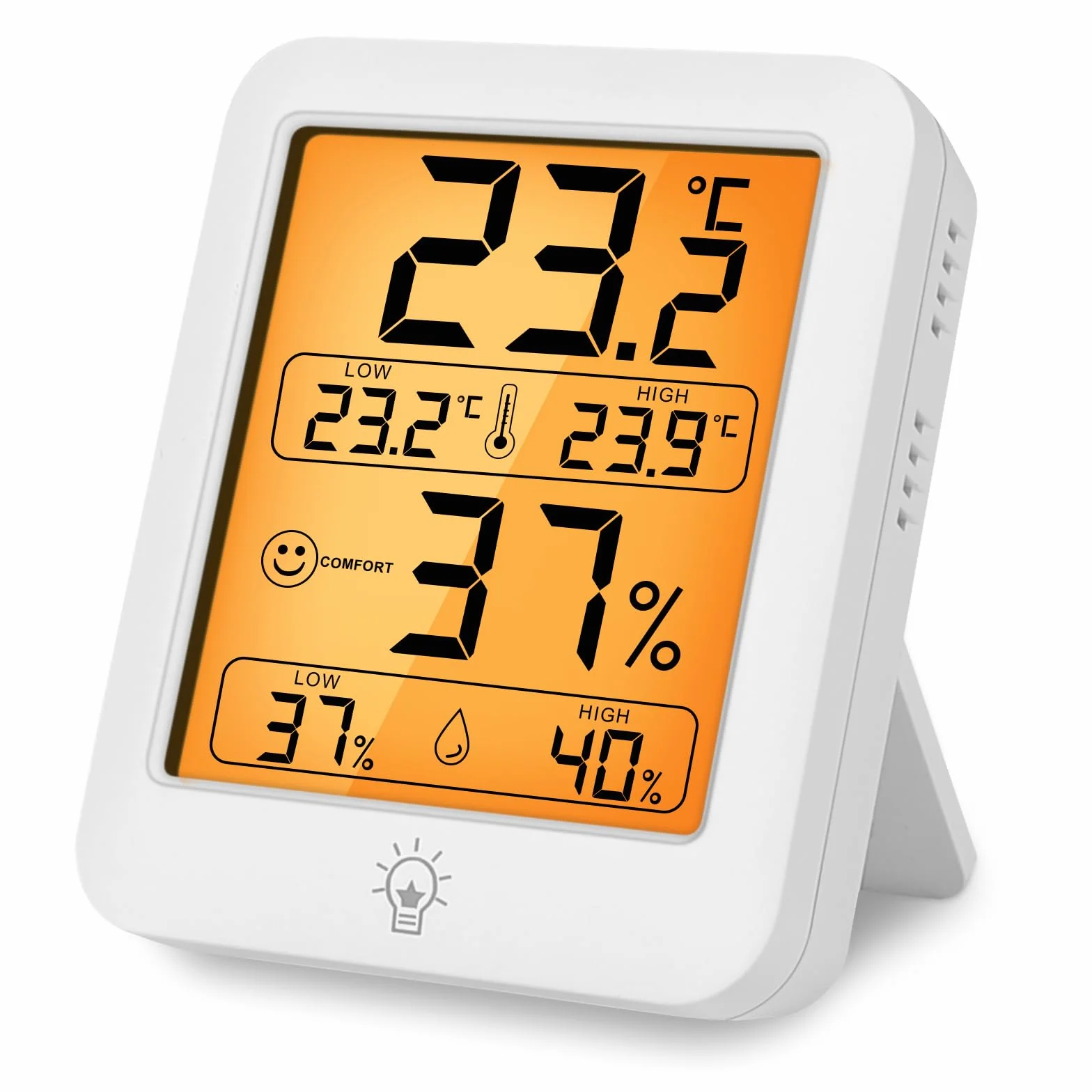 HOTUT Cyfrowy Termometr Wilgotności - Zestaw do Domu i Ogrodu, Higrometr z Podświetleniem LCD, Pamięć MIN/MAX - Miernik Temperatury do Szklarni, Sypialni, Piwnicy, Biura