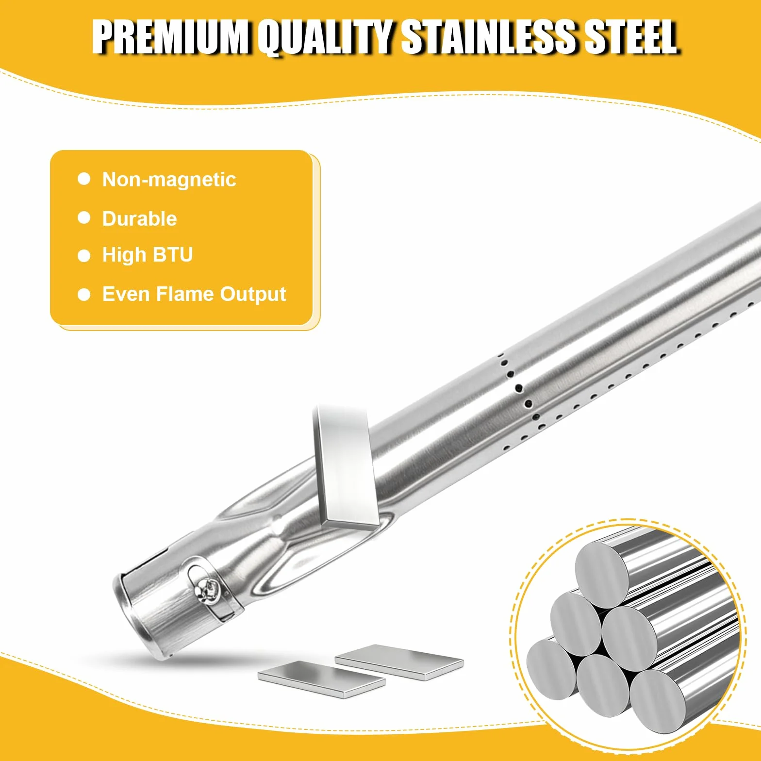 GFTIME Uniwersalny palnik 35,5 do 48 cm do Charbroil, Napoleon, Landmann, Enders, Barbecook, Tepro, Taino, Proficook, regulowany palnik gazowy ze stali nierdzewnej, 4 sztuki
