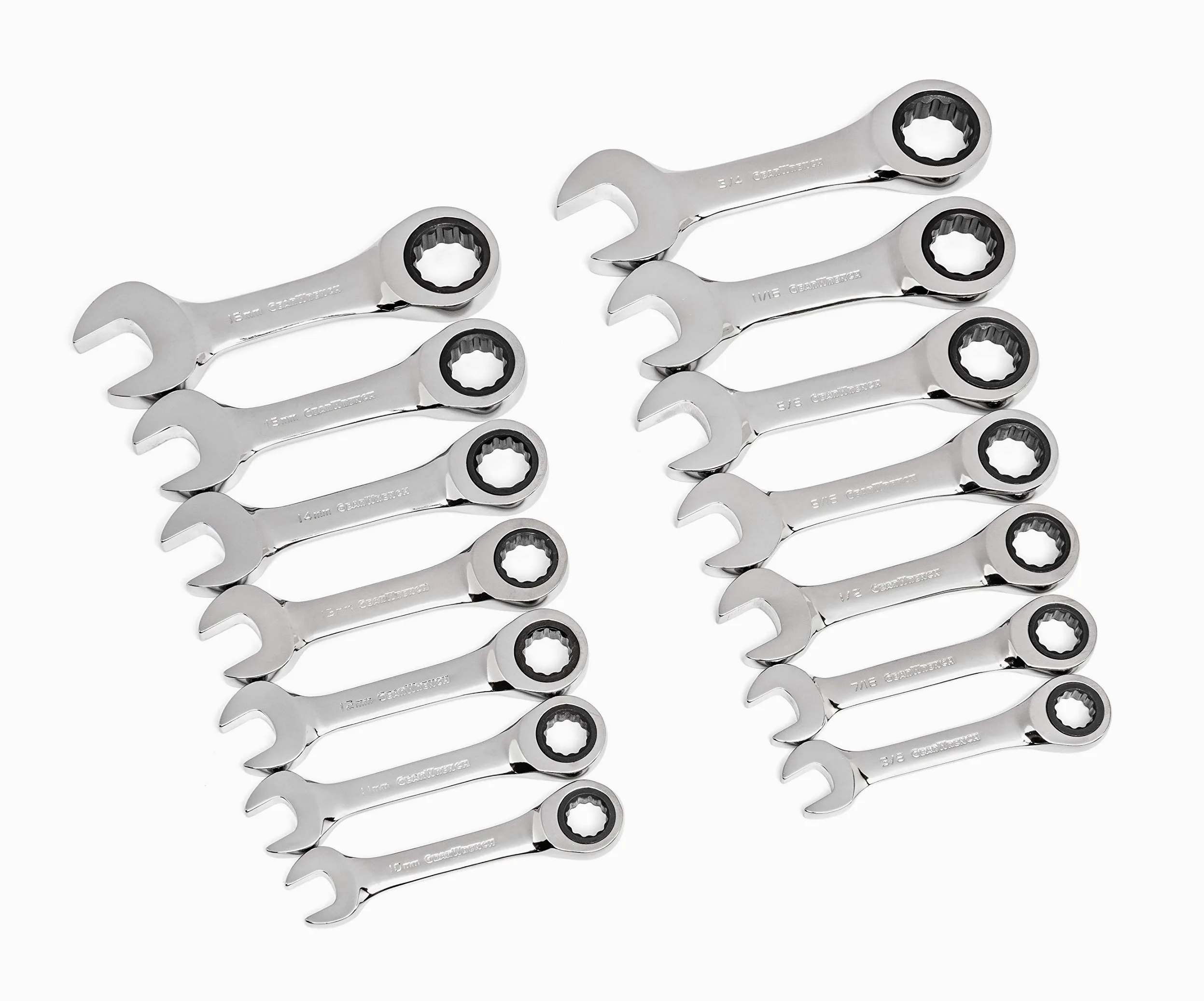 GearWrench 14 szt. 12-punktowy zestaw kluczy płasko-oczkowych SAE/metryczny zestaw kluczy płasko-oczkowych - 85206