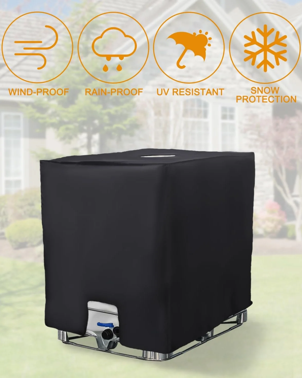 Osłona zbiornika IBC 1000 l ochrona UV 120x100x116 cm czarna