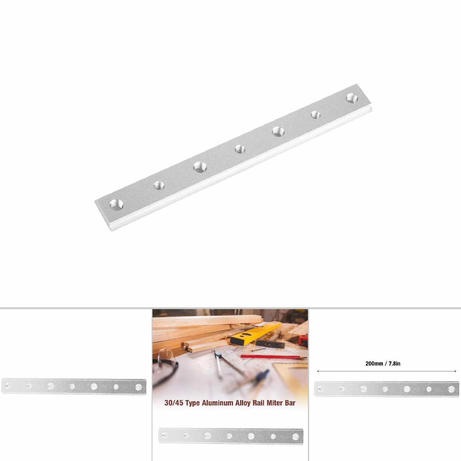 2szt 200mm Stop aluminium T Śruba Oprawa T-Nut Ukośny przyrząd do piły stołowej