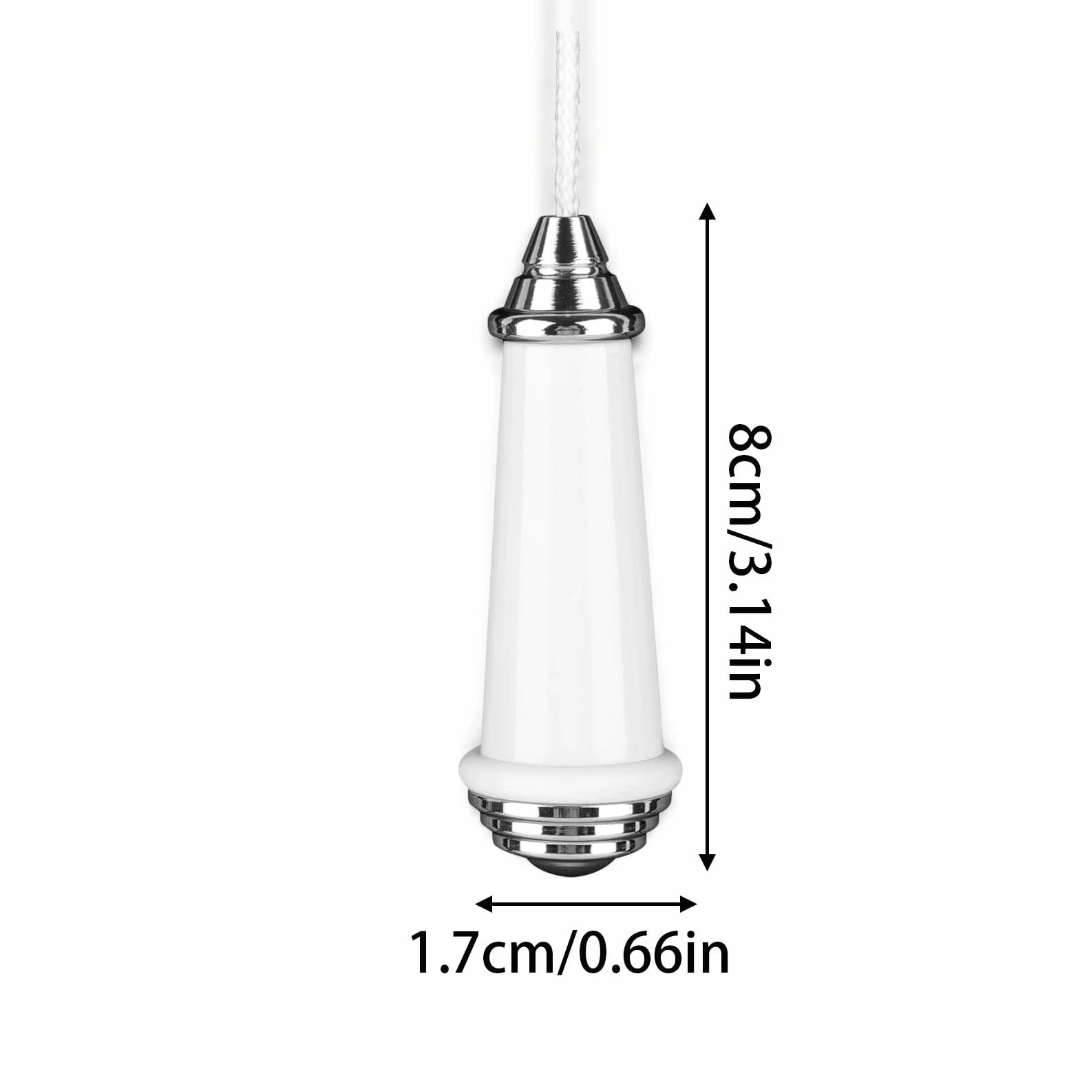 Pull Cord Control, Light Fixture Pull Chain, Stylish Ceiling Fan, Nylon String with Chrome Finish for Home, Study Room, Hotel, Modern Interiors 3.15x0.67 Inch