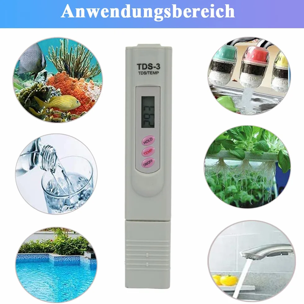 Mesee TDS3 tester jakości wody, miernik TDS z wyświetlaczem LCD, ppm do wody pitnej