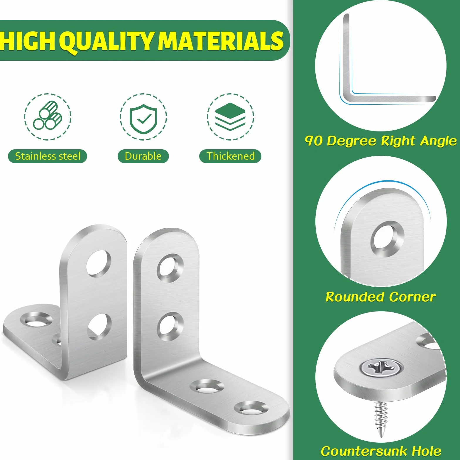 Bolatus 20 sztuk łączników kątowych 40 × 40 mm, kąt metalowy, 90 stopni, stal nierdzewna, z 80 śrubami, do stałego połączenia, stołu, krzesła, regału na książki, kątownik meblowy