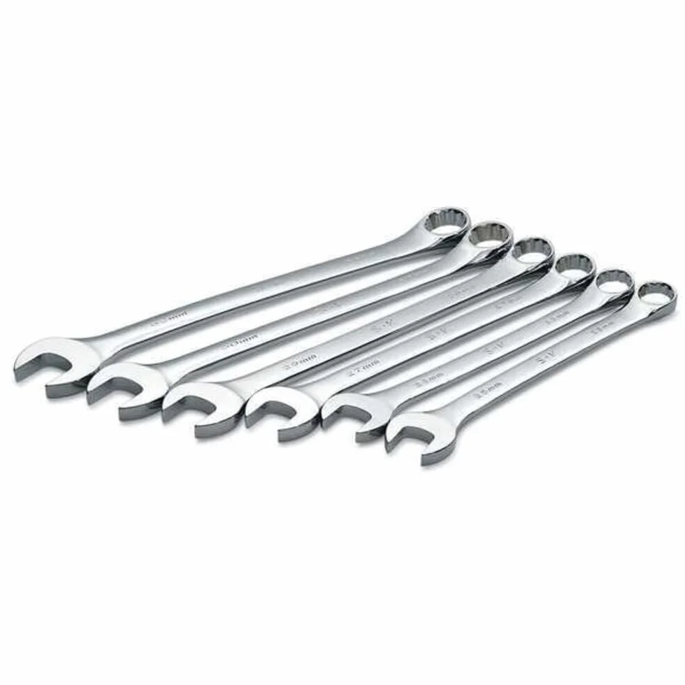 SK Professional Tools 86226 6-częściowy zestaw kluczy płasko-oczkowych 12-punktowych metrycznych – wykończenie SuperKrome, zestaw 6 chromowanych kluczy wyprodukowanych w USA