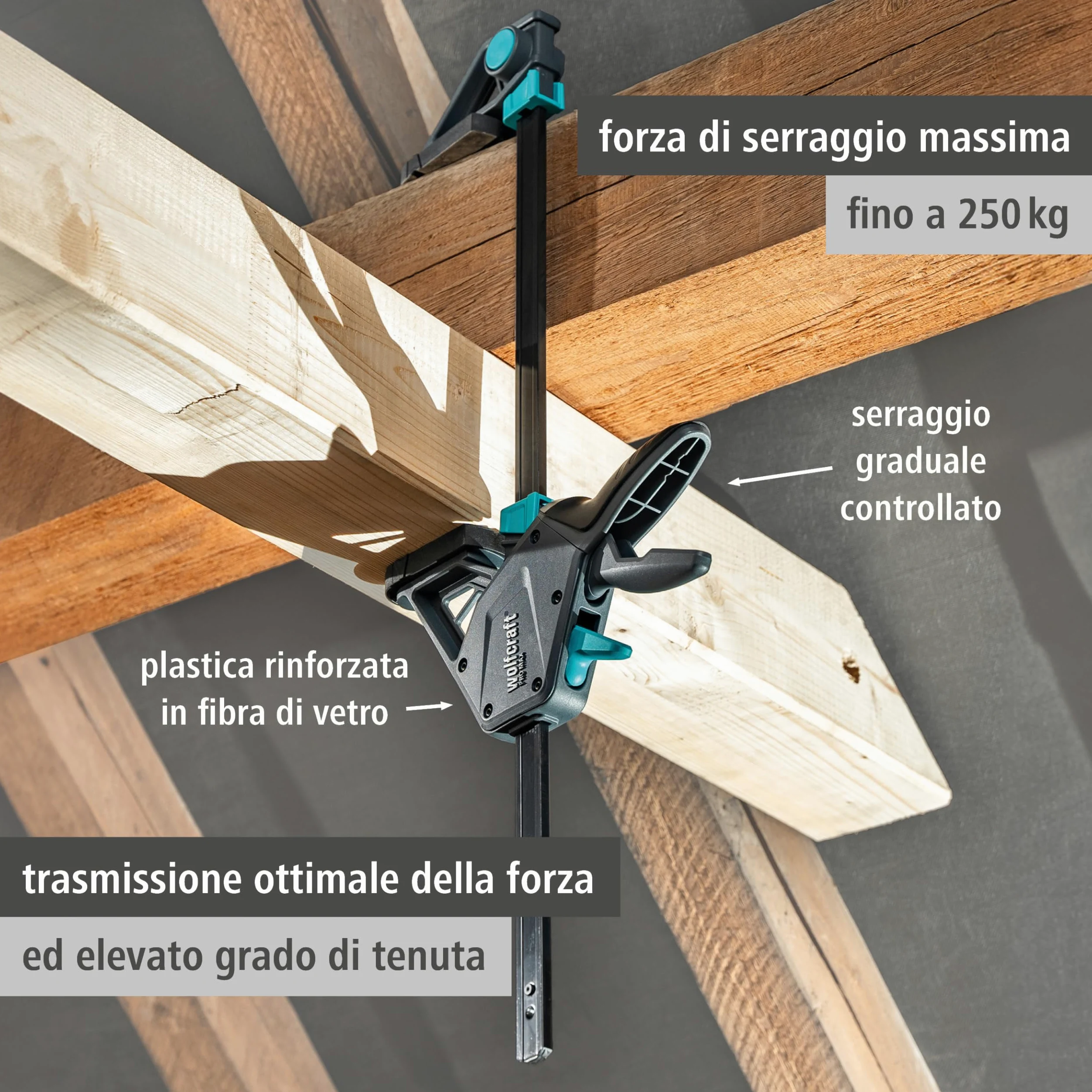 wolfcraft 8663060 - PRO MAX + zestaw zacisków ręcznych + złącze - siła zacisku 250kg