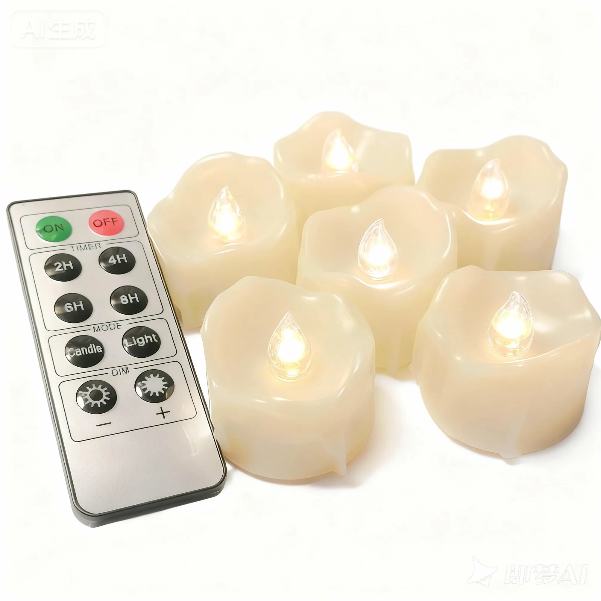 Świece bezpłomieniowe, realistyczne, migoczące świeczki LED typu tealight, 300 godzin światła non-stop, z pilotem zdalnego sterowania i timerem 2/4/6/8 godzin, kolor kości słoniowej, 6 sztuk/opakowanie (białe)